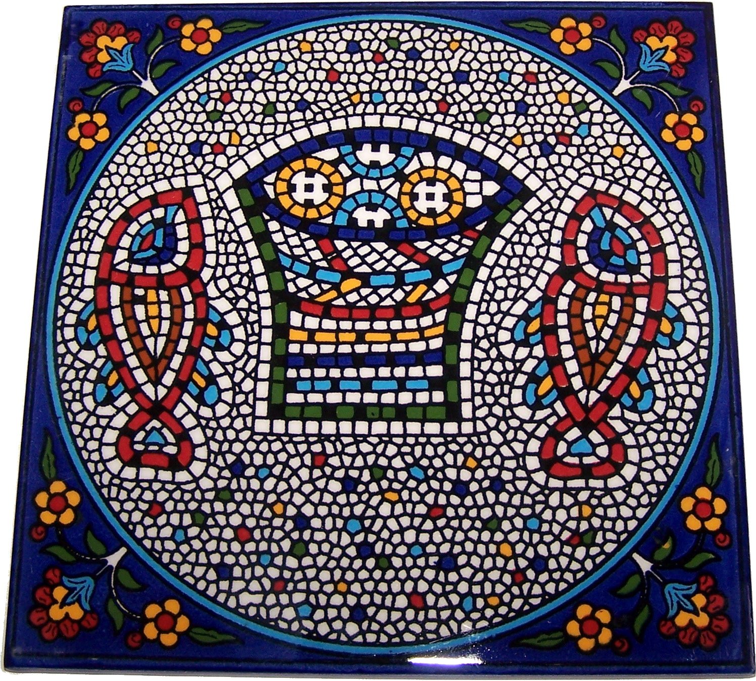 Asfour Outlet Trademark Numeral One painted tile from Jerusalem 3x1.5 Inches
