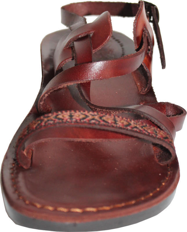 Holy Land Market Men/Women Biblical Jesus Leather/Embroidered Sandals/Slides - Picture 3 of 11