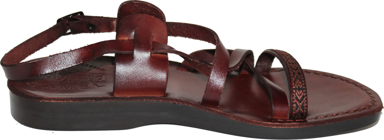 Holy Land Market Men/Women Biblical Jesus Leather/Embroidered Sandals/Slides - Picture 7 of 11