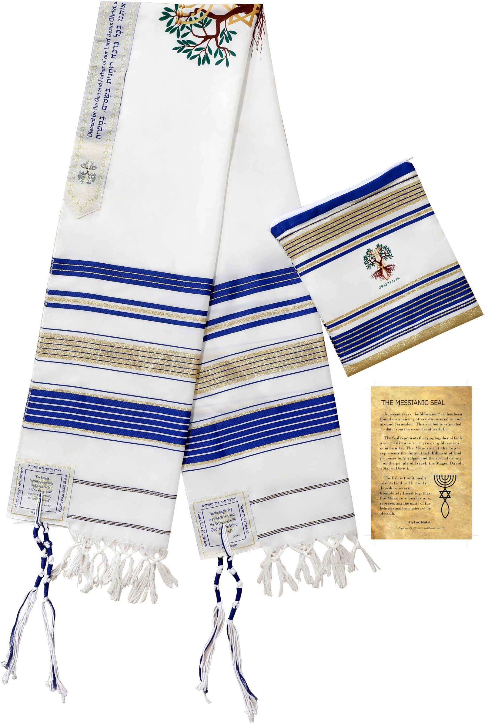 Holy Land Market Grafted IN - Messianic Christian Prayer Shawl/Tallit Prayer - Picture 24 of 27
