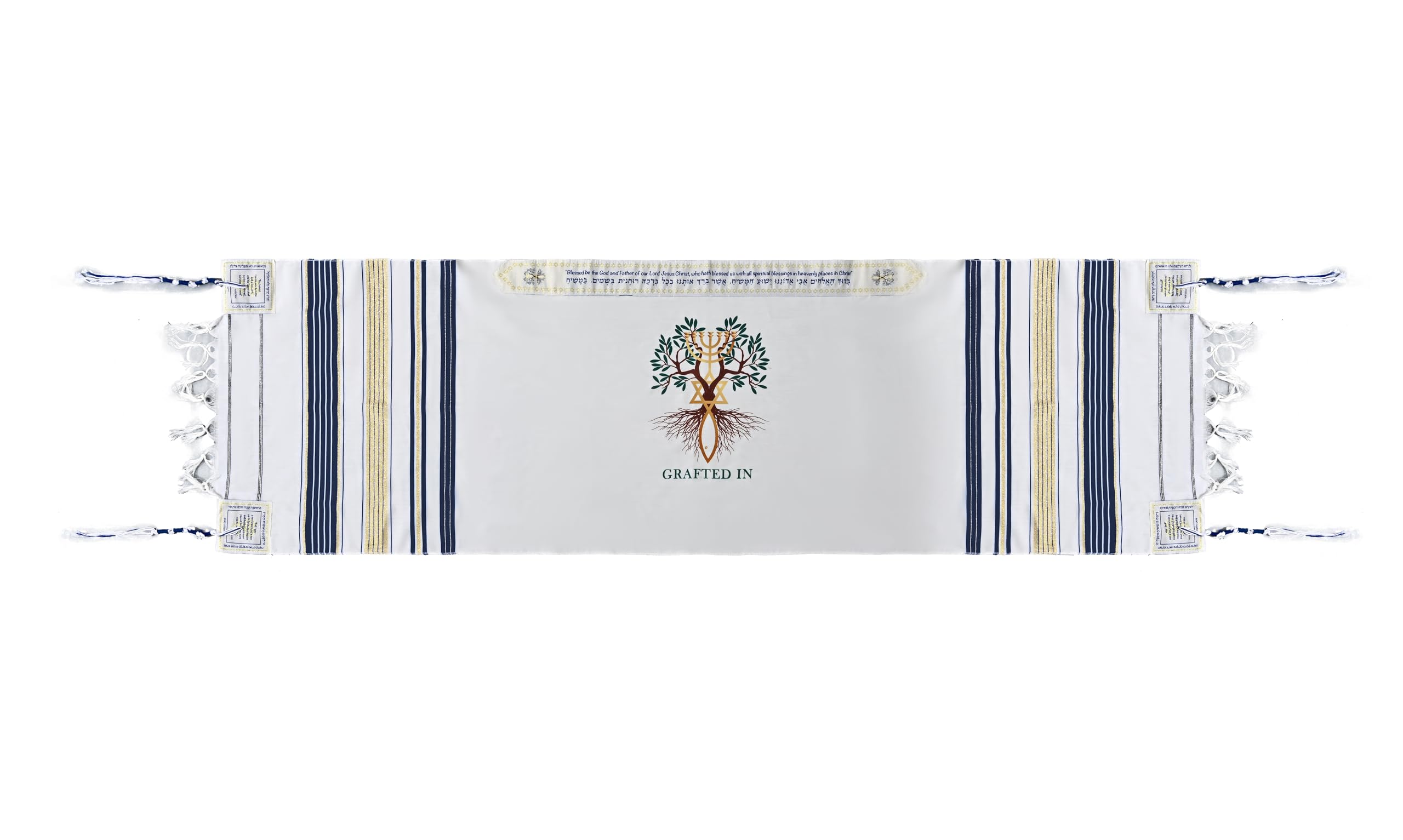 Holy Land Market Grafted IN - Messianic Christian Prayer Shawl/Tallit Prayer - Picture 13 of 27