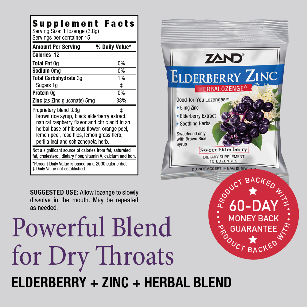 Zand HerbaLozenge Elderberry Zinc GoodForYou Lozenges 1 Bag, 15