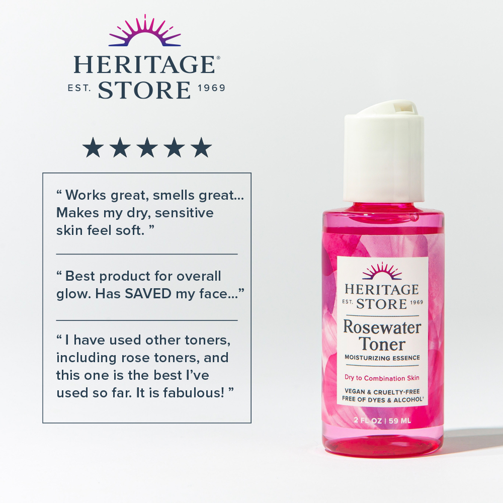 Heritage Store Rosewater Facial Toner w/ Hyaluronic Acid | 2oz