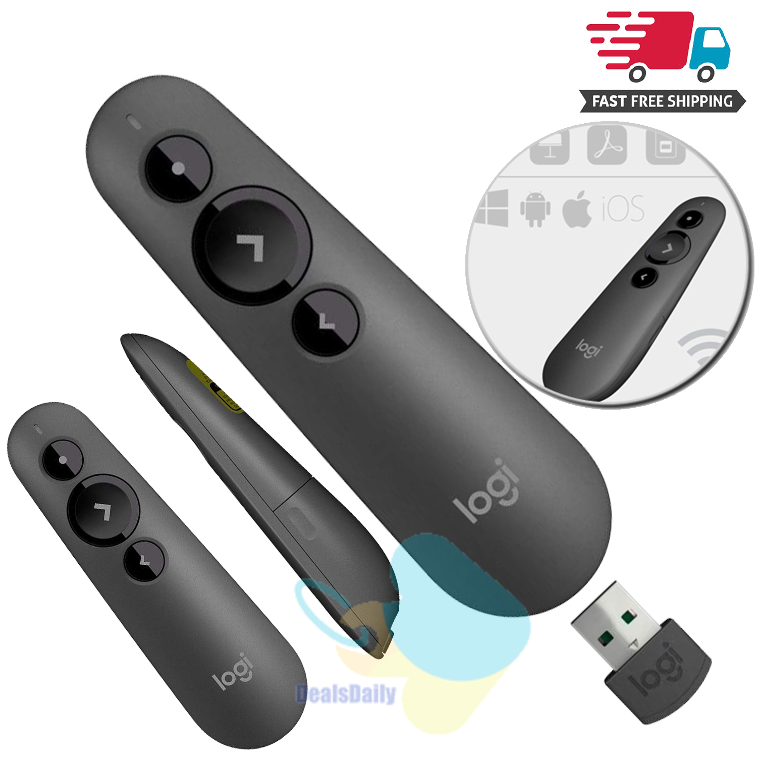 Logitech R500 Laser Presentation Remote Clicker Dual Connectivi USB