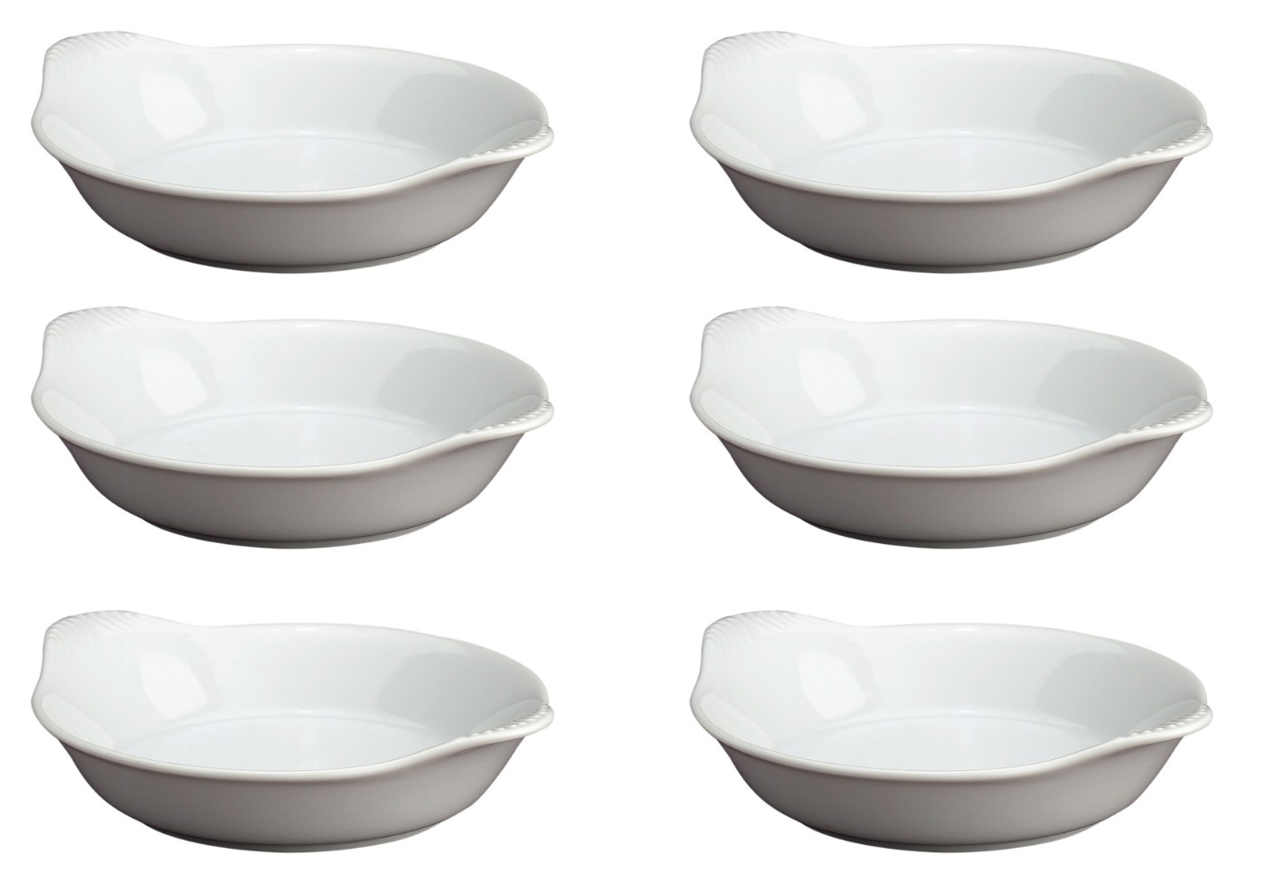 HIC Round Au Gratin Porcelain Dish, 71/2Inch, 10Ounce Capacity, Set