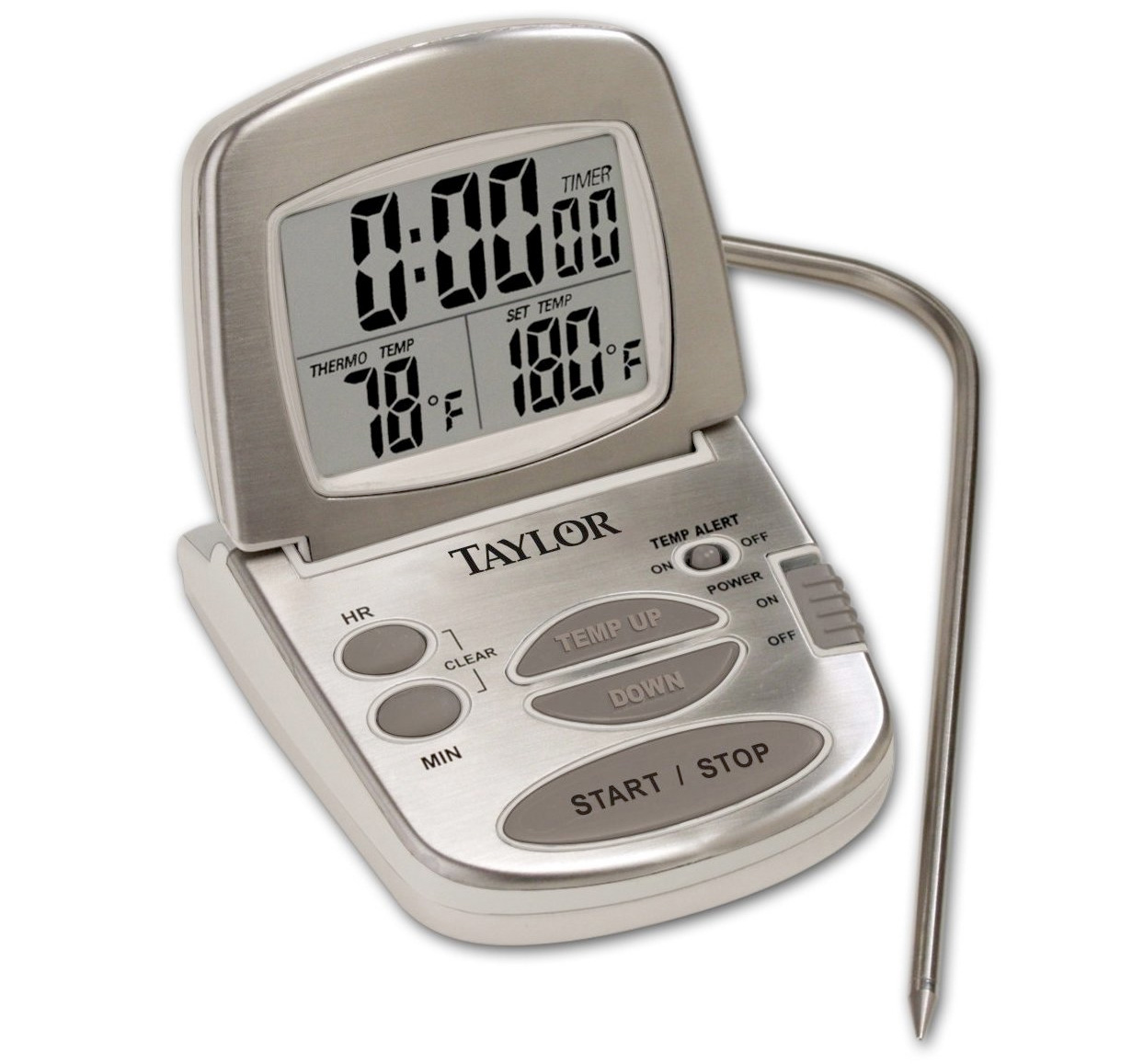 Taylor Digital Stainless Steel Programmable Probe Cooking Thermometer 