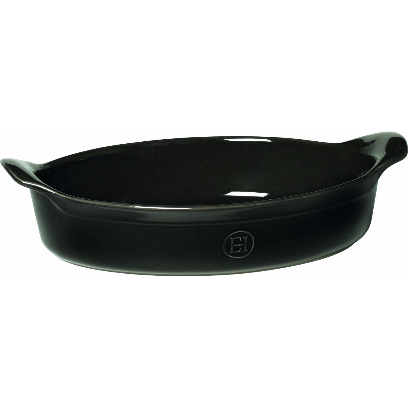 Emile Henry France 3.5 Quart Oval Gratin Baking Dish, Charcoal