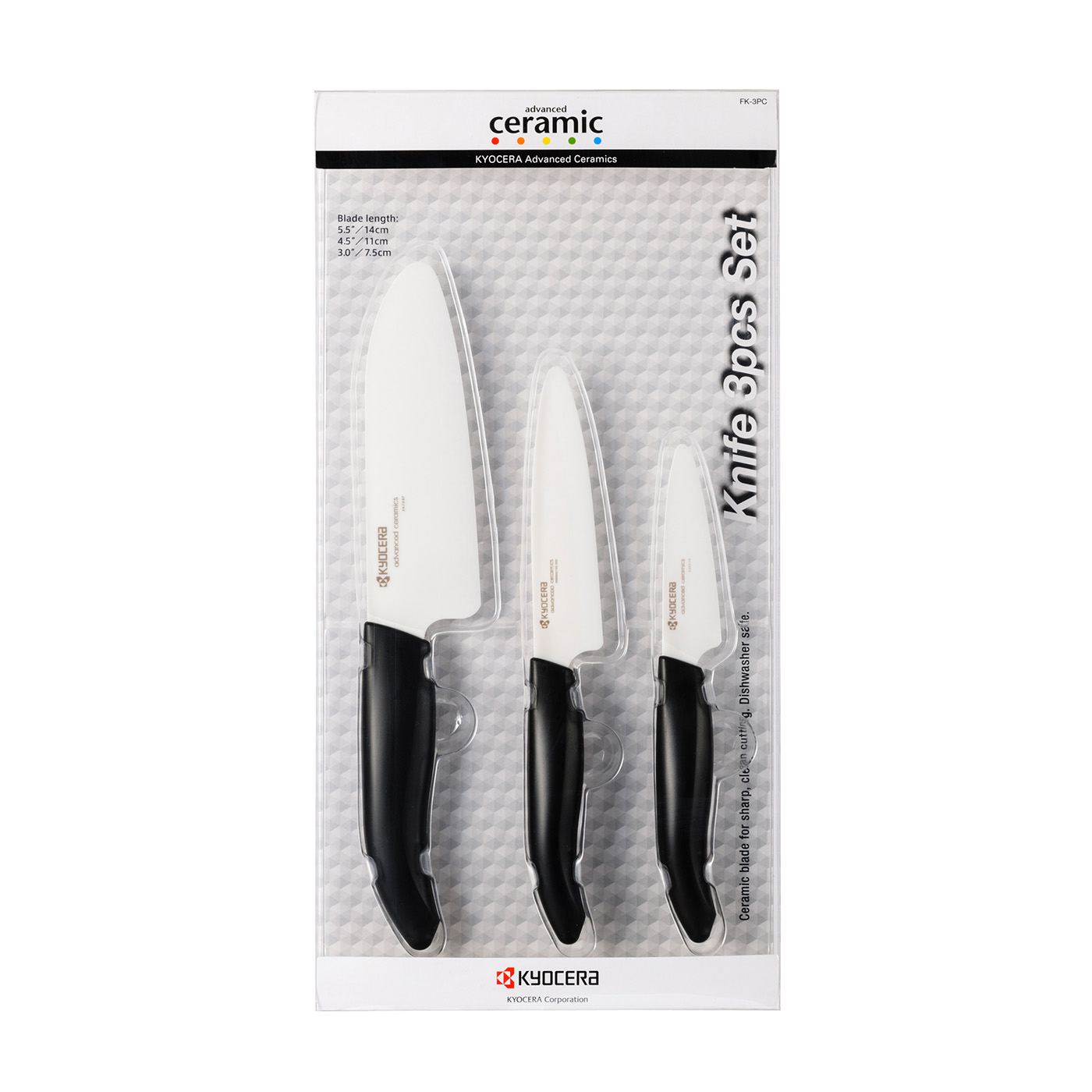 Kyocera Advanced Ceramics 3 Piece Revolution Series Knife Set, Black ...