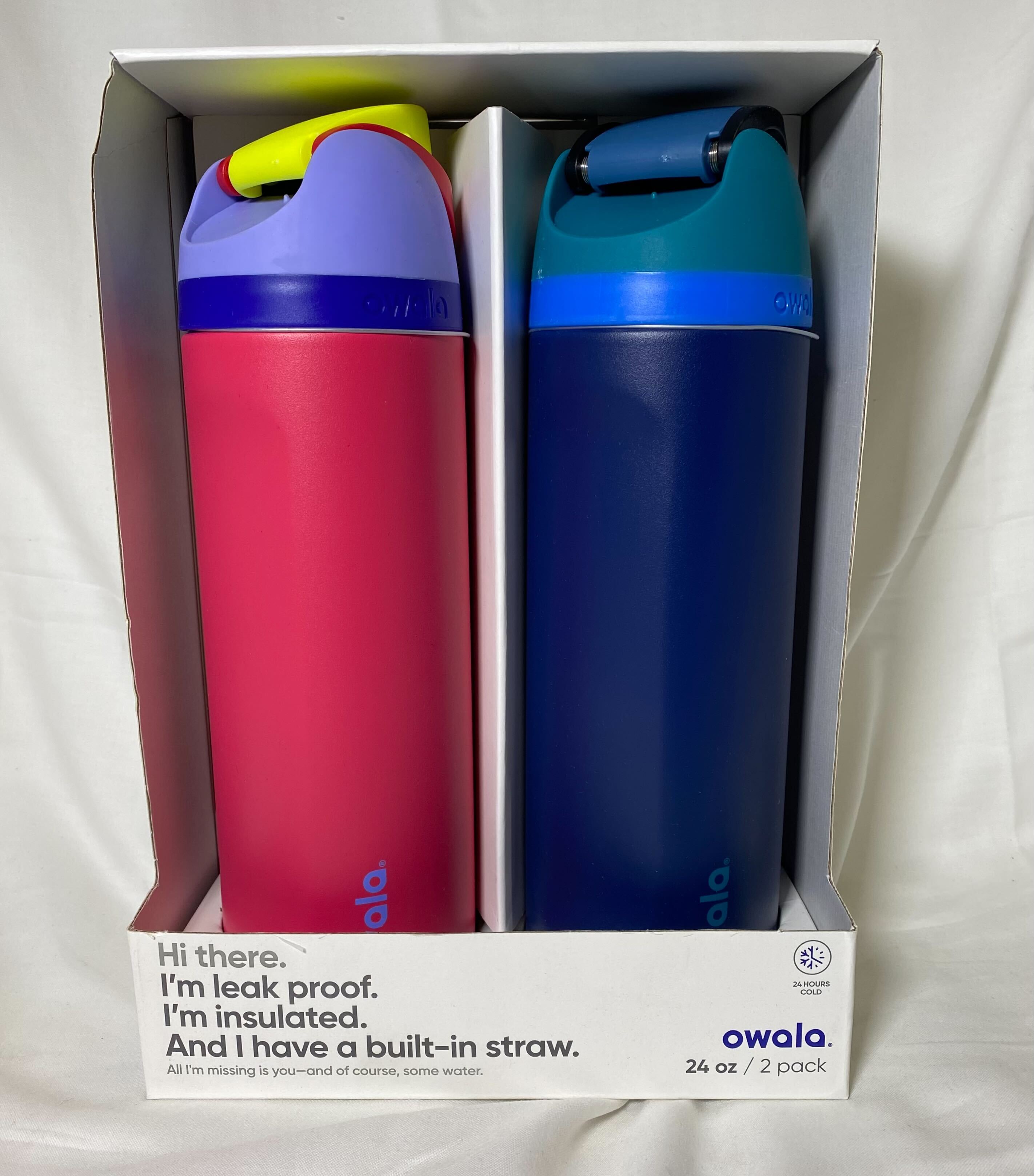 Owala FreeSip 24oz Stainless Steel Bottle Combo Pack, Pink Mint & Green  Lilac