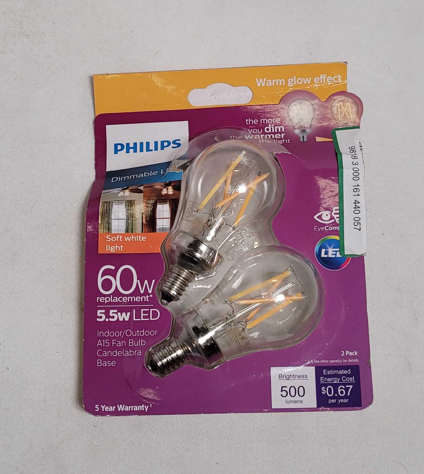 60W Equiv A15 Dimmable Candelabra Base LED Light Bulb Soft White 46677548995 eBay