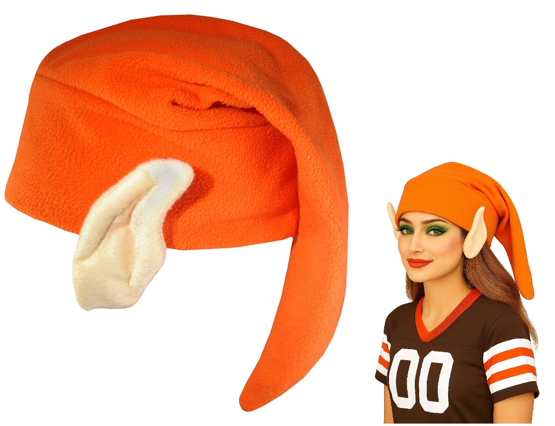 New Handcrafted Hat Scarf All in One Warm Fleece Cozy Orange Elf Hat OS Elf Hat (6-12 mo.) — Deep Purple — Steller Handcrafted Goods main image 2