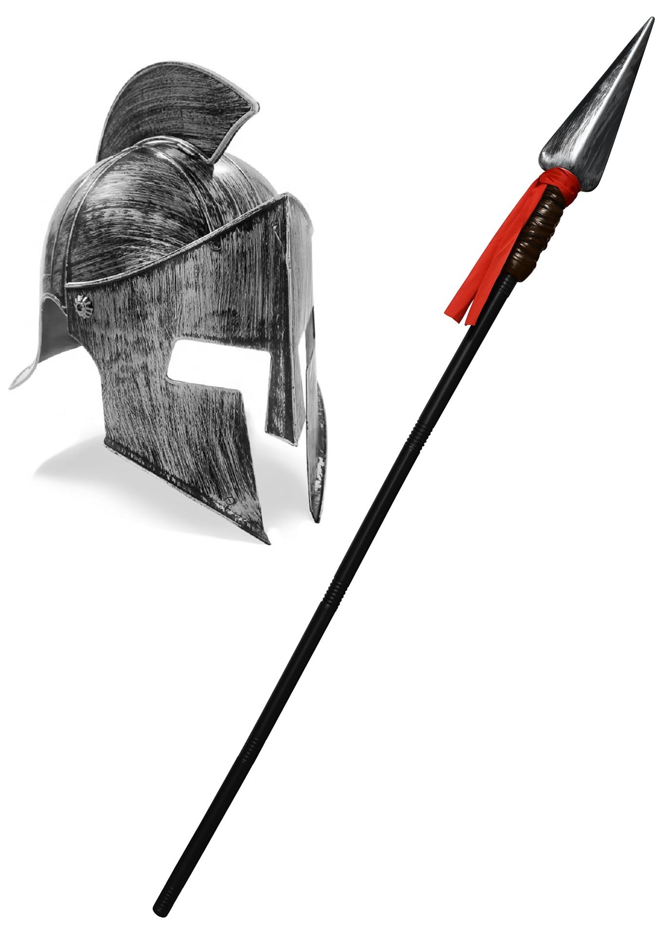 Medieval Knight Greek Spartan Helmet And Spear Prop Roman Gladiator Costume - Picture 26 of 29