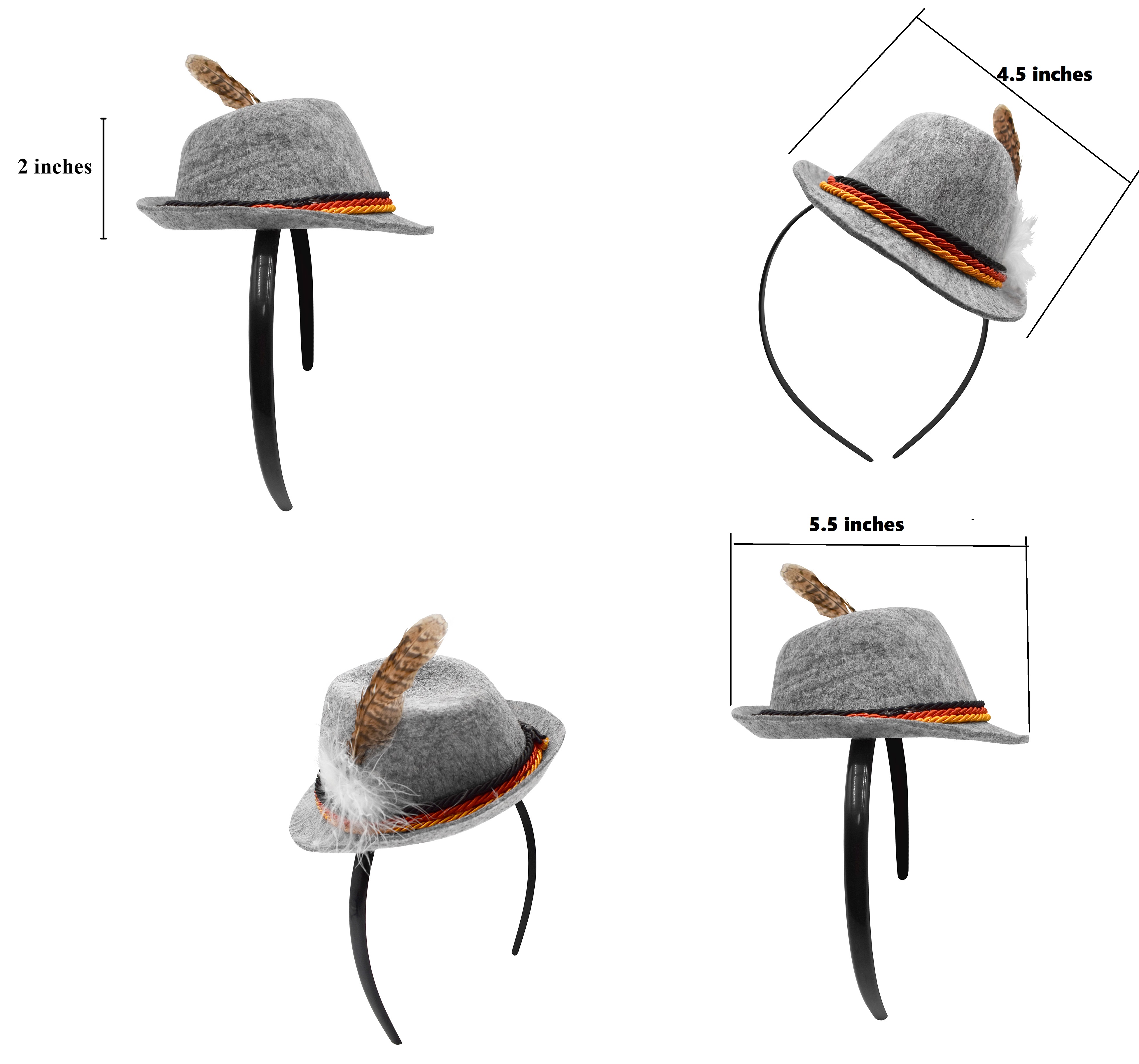 Adult Mini Oktoberfest Hat Headband Lederhosen Costume German Alpine Hat - Picture 15 of 17