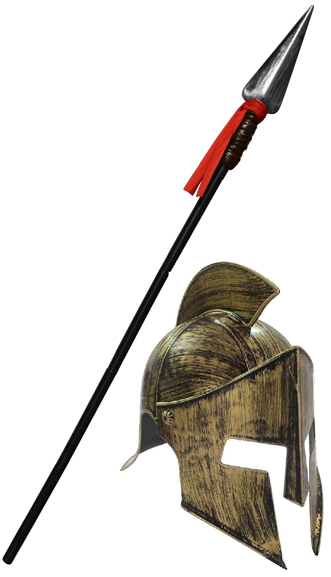 Medieval Knight Greek Spartan Helmet And Spear Prop Roman Gladiator Costume - Picture 15 of 29
