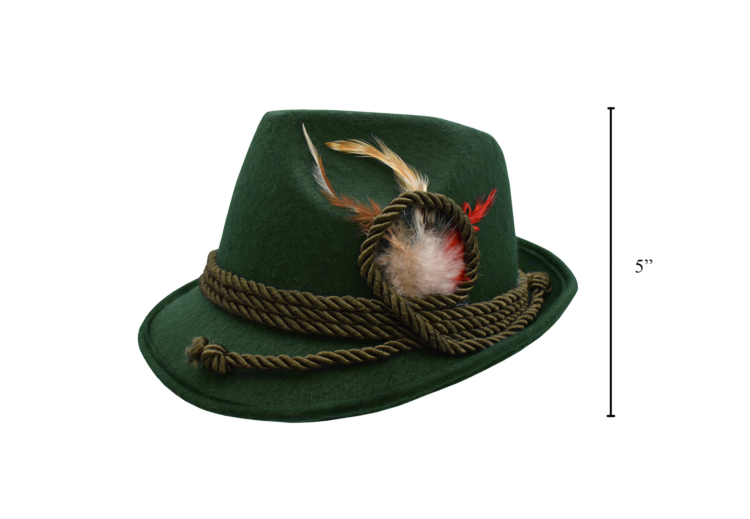 Adult Deluxe Wool Felt German Oktoberfest Alpine Tyrolean Costume Fedora Hat - Picture 25 of 25