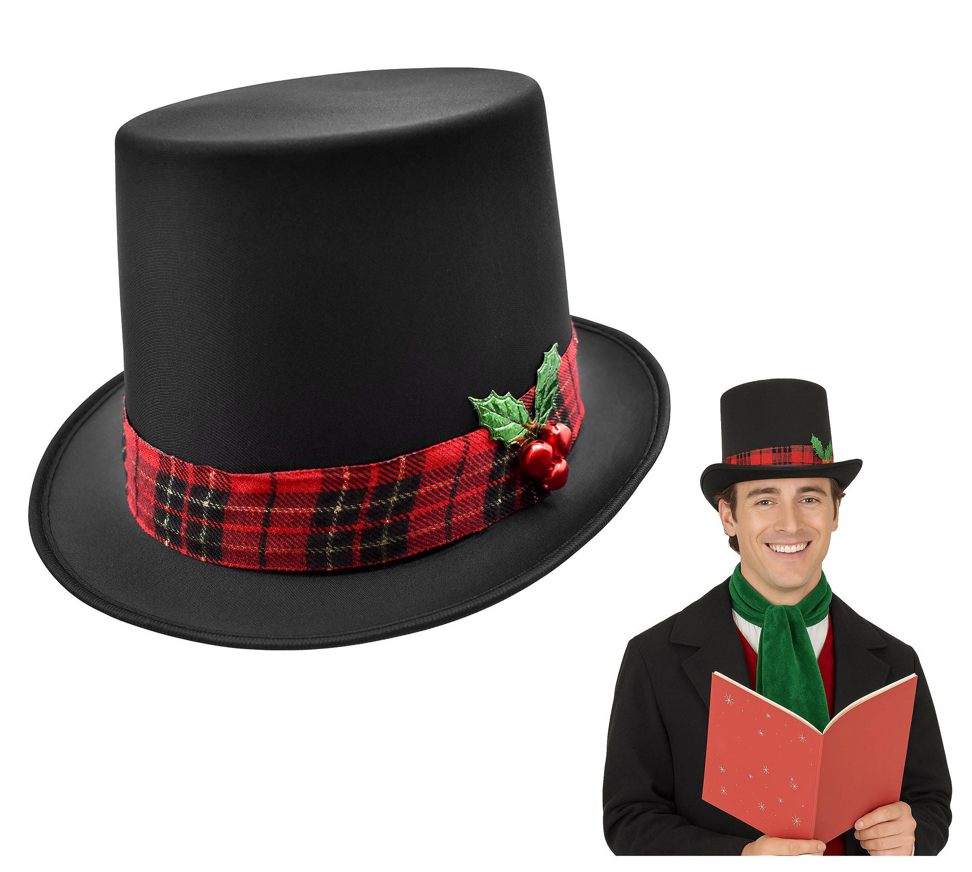 Gray Fedora Hat with Feather and Red Plaid Band Plaid Fedora Hat - Etsy main image 4