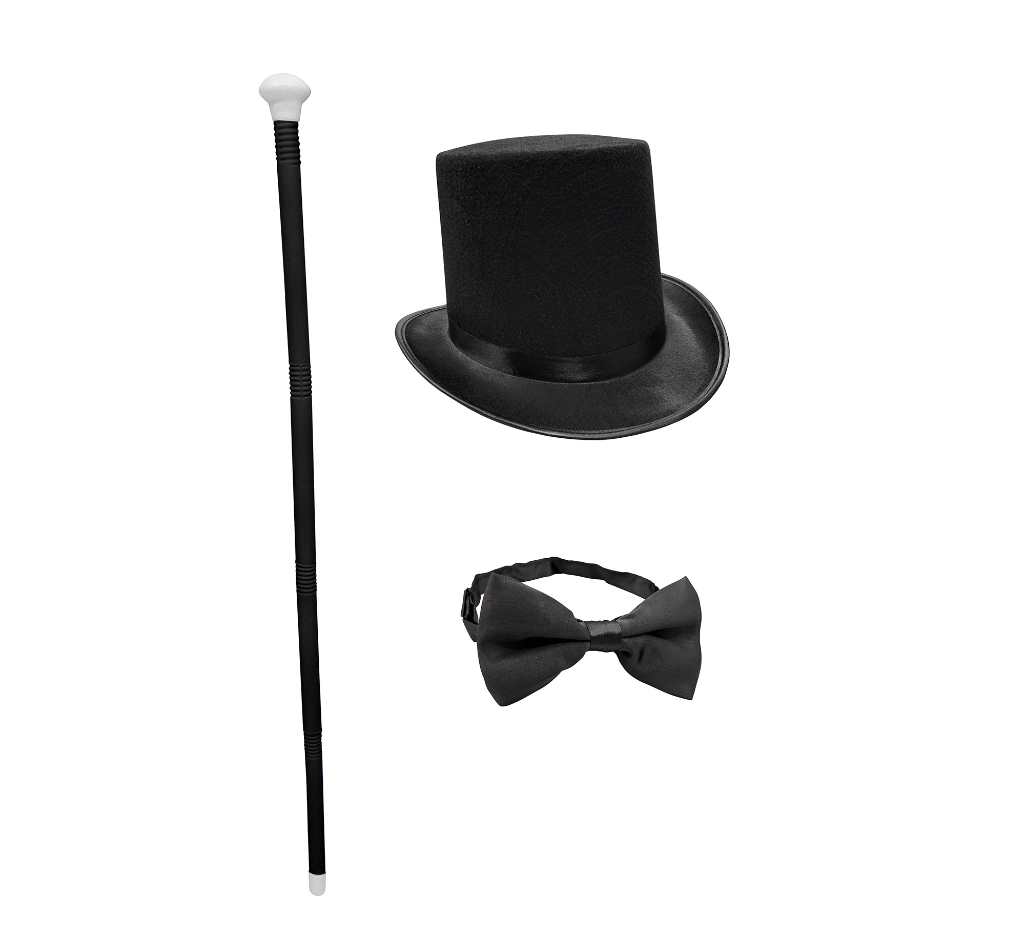 Felt Top Hat Cane and Matching Bowtie Halloween Cosplay Costume