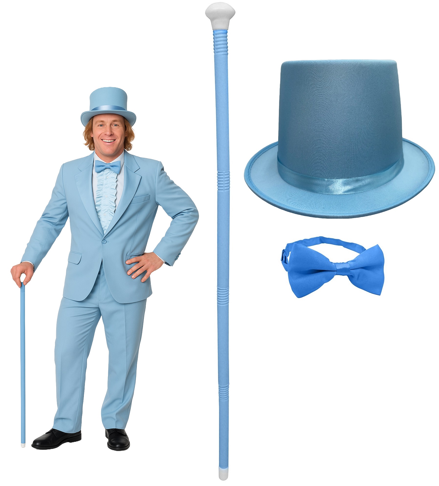 Felt Top Hat Cane and Matching Bowtie Halloween Cosplay Costume