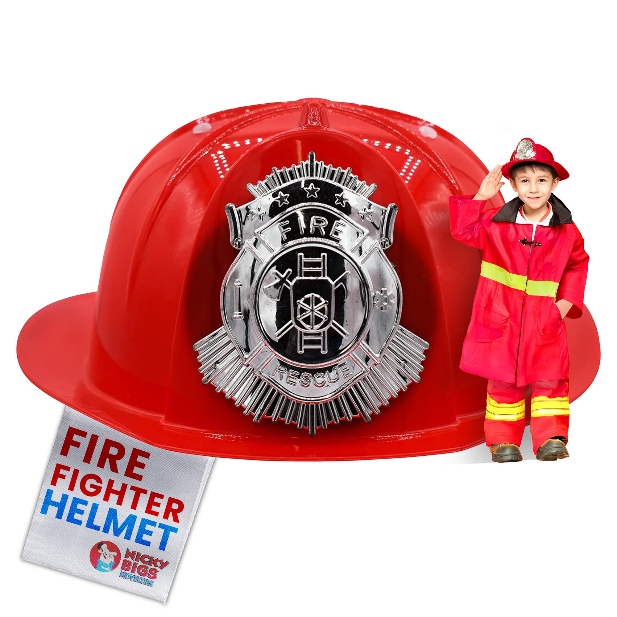 Boys Girls Child Red Firefighter Helmet Costume Accessory Kids Fireman Hat