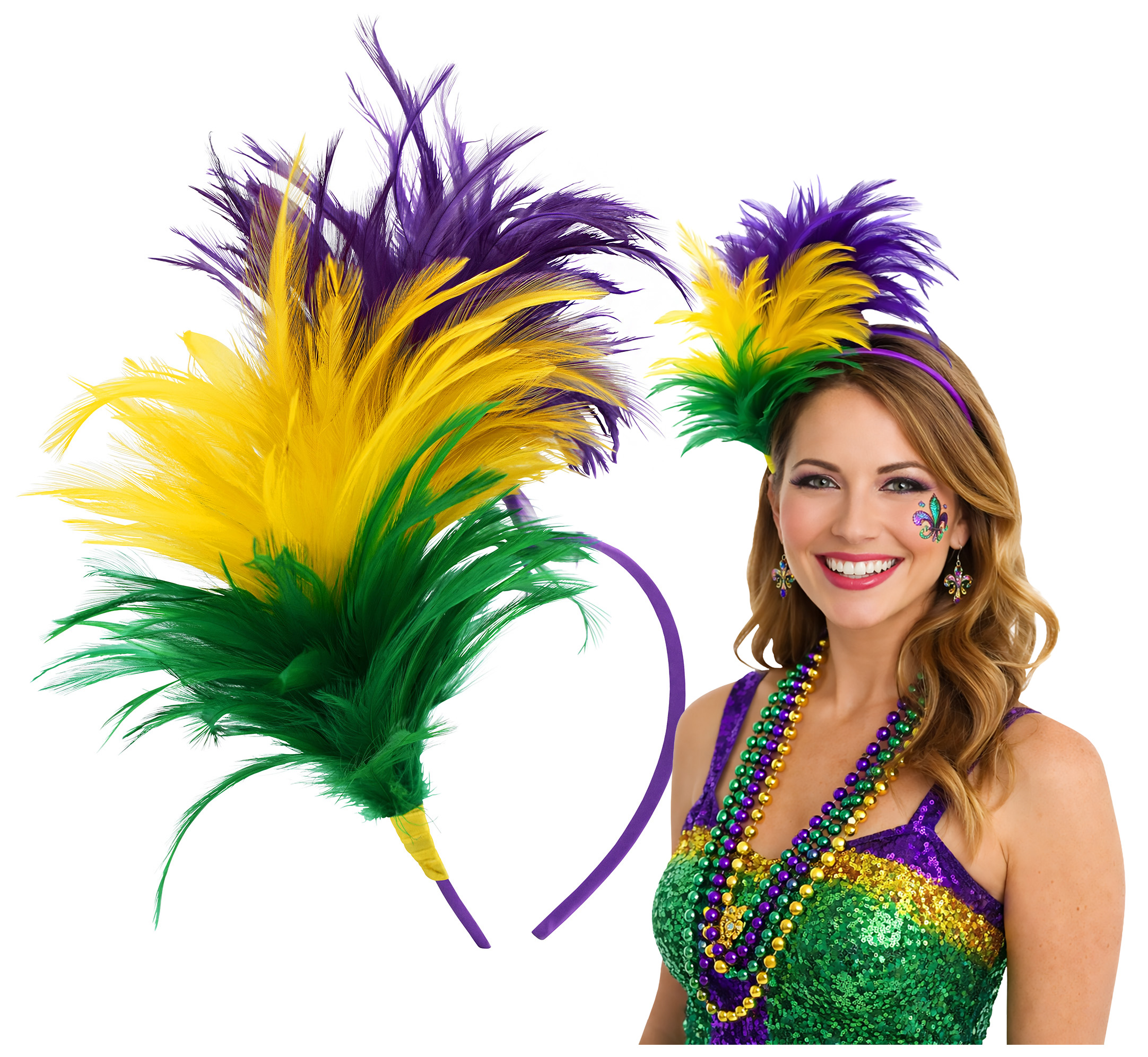 Womens 1920s Faux Colorful Feather Headband Flapper 