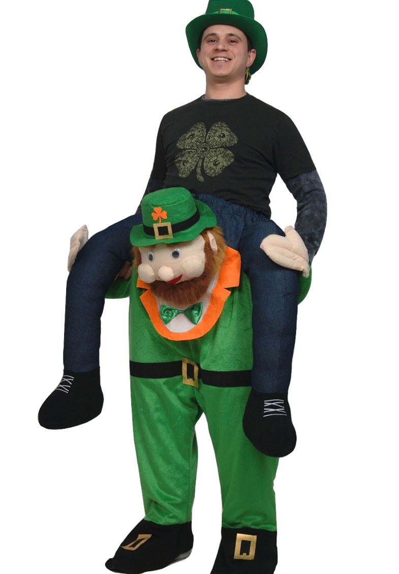 Adult Carry Me Buddy Ride On A Shoulder Leprechaun Costume Mascot