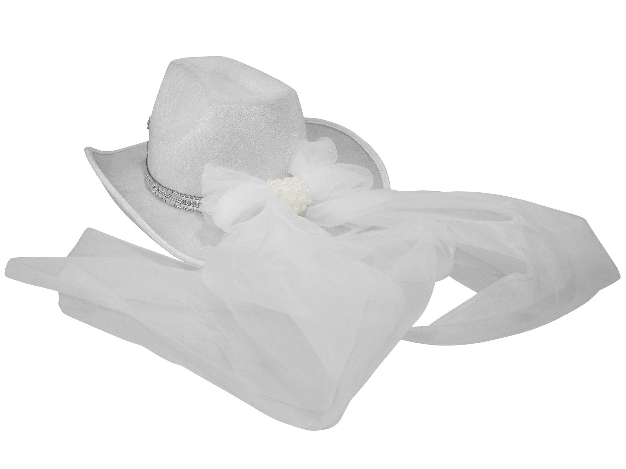 Fun Bachelorette Bride To Be Cowboy Cowgirl Hat With Veil Rodeo Party Prop - Picture 9 of 9