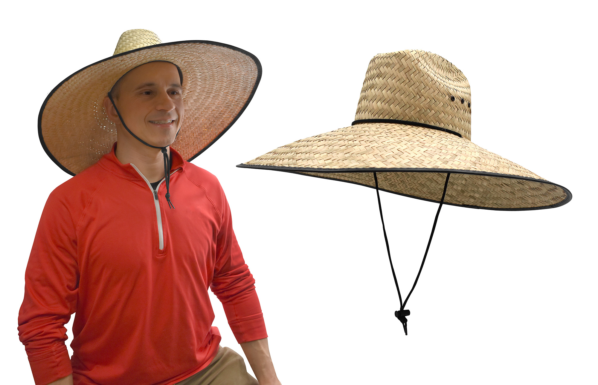 Mexikanischer Sombrero Hartschale Strohschirm breite Krempe Gartenarbeit Rettungsschwimmer Sonnenhut - Bild 11 von 18