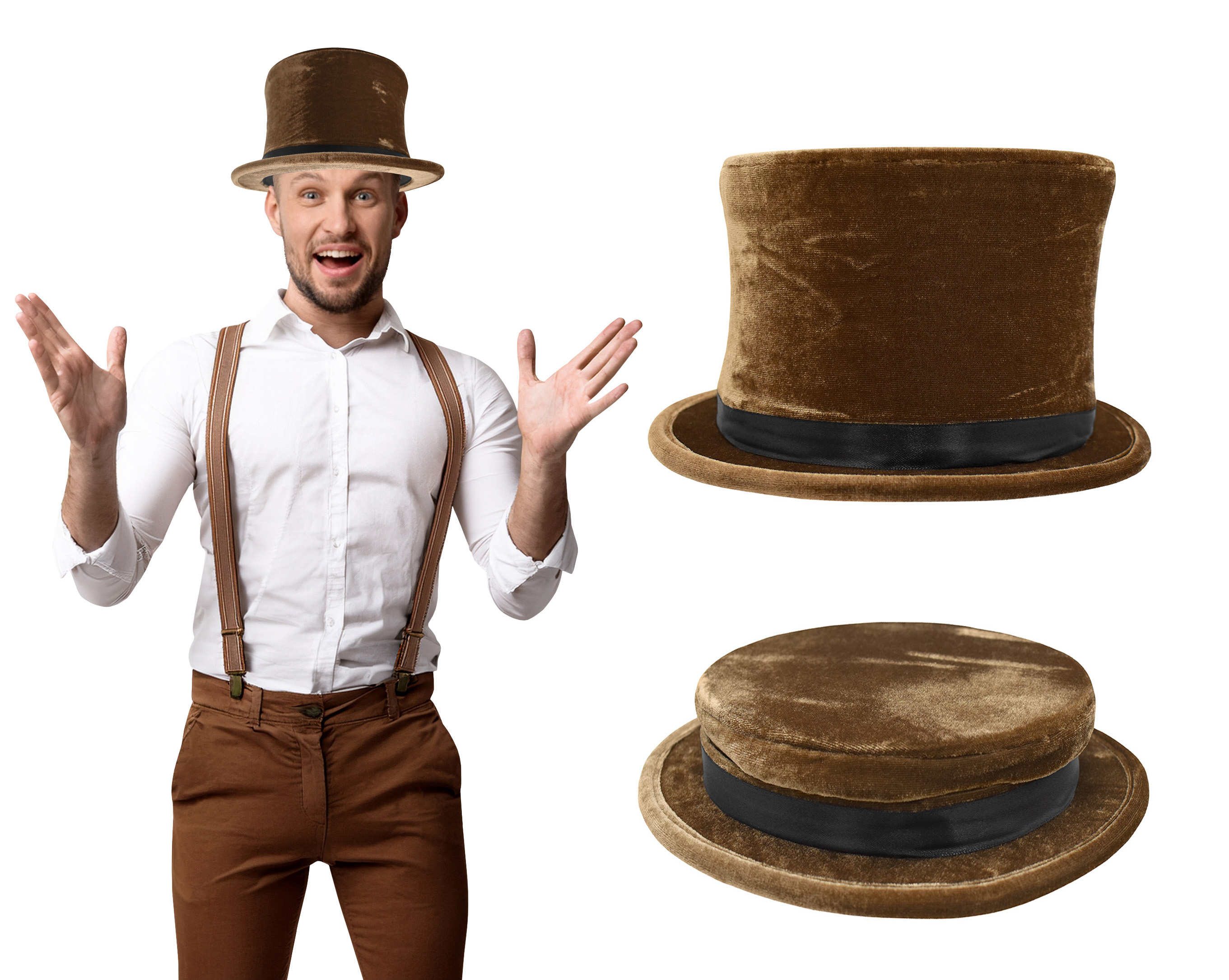 Folding Collapsible Opera Top Hat Dancers Magic Trick Magicians Costume Hat - Picture 10 of 15