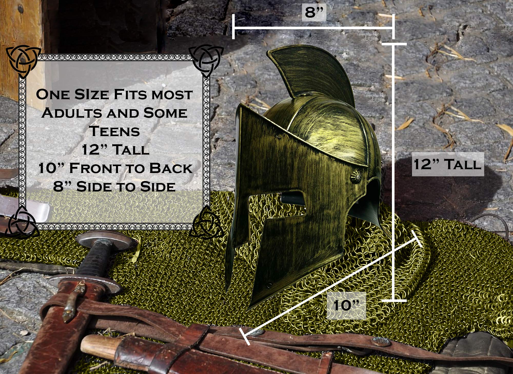 Medieval Knight Greek Spartan Helmet And Spear Prop Roman Gladiator Costume - Picture 16 of 29