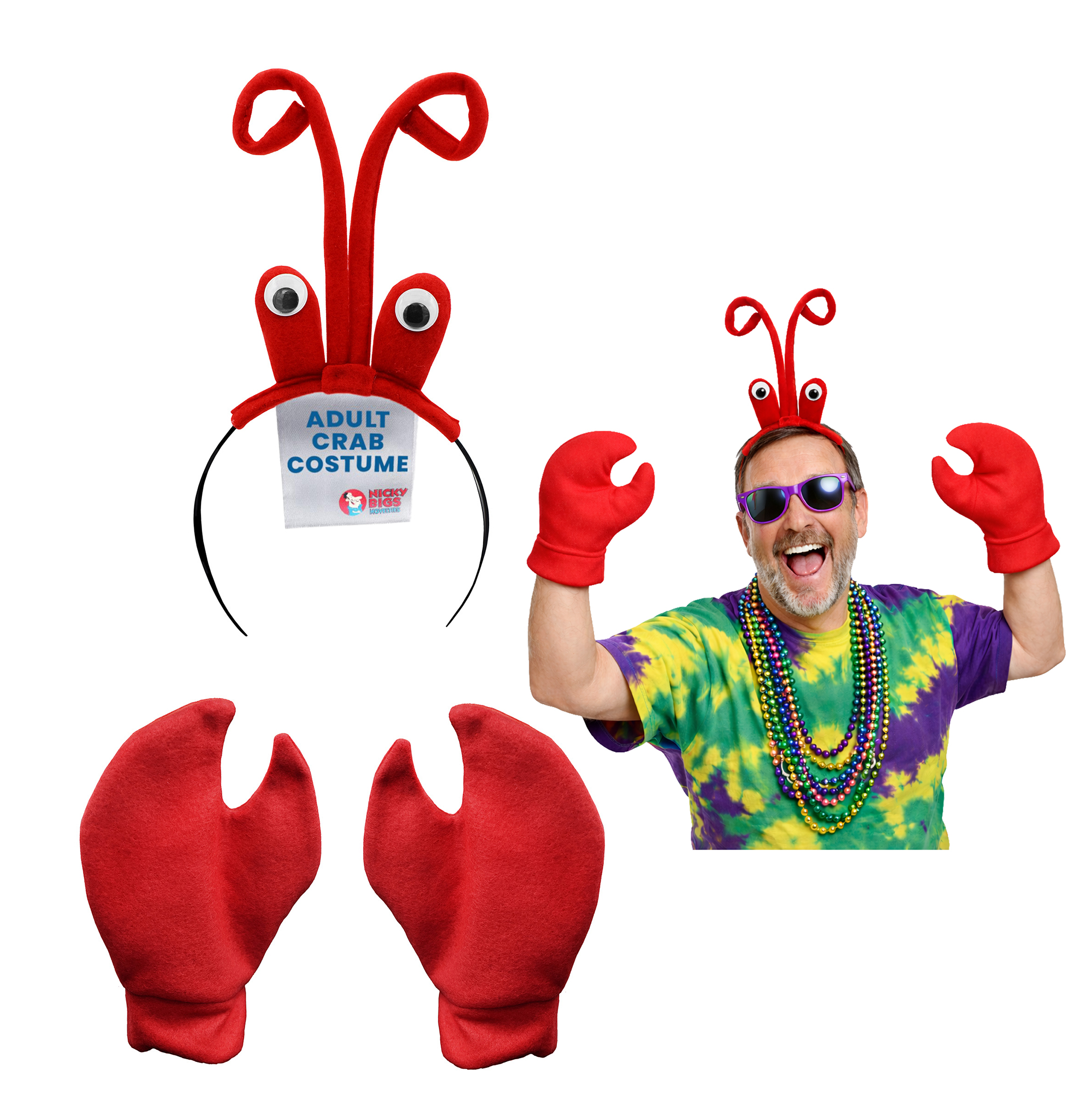 Lobster Headpiece Eyeballs Crab Claws Gloves Headband Kit Crawfish