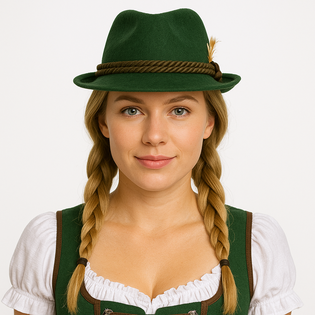 Adult Deluxe Wool Felt German Oktoberfest Alpine Tyrolean Costume Fedora Hat - Picture 23 of 25