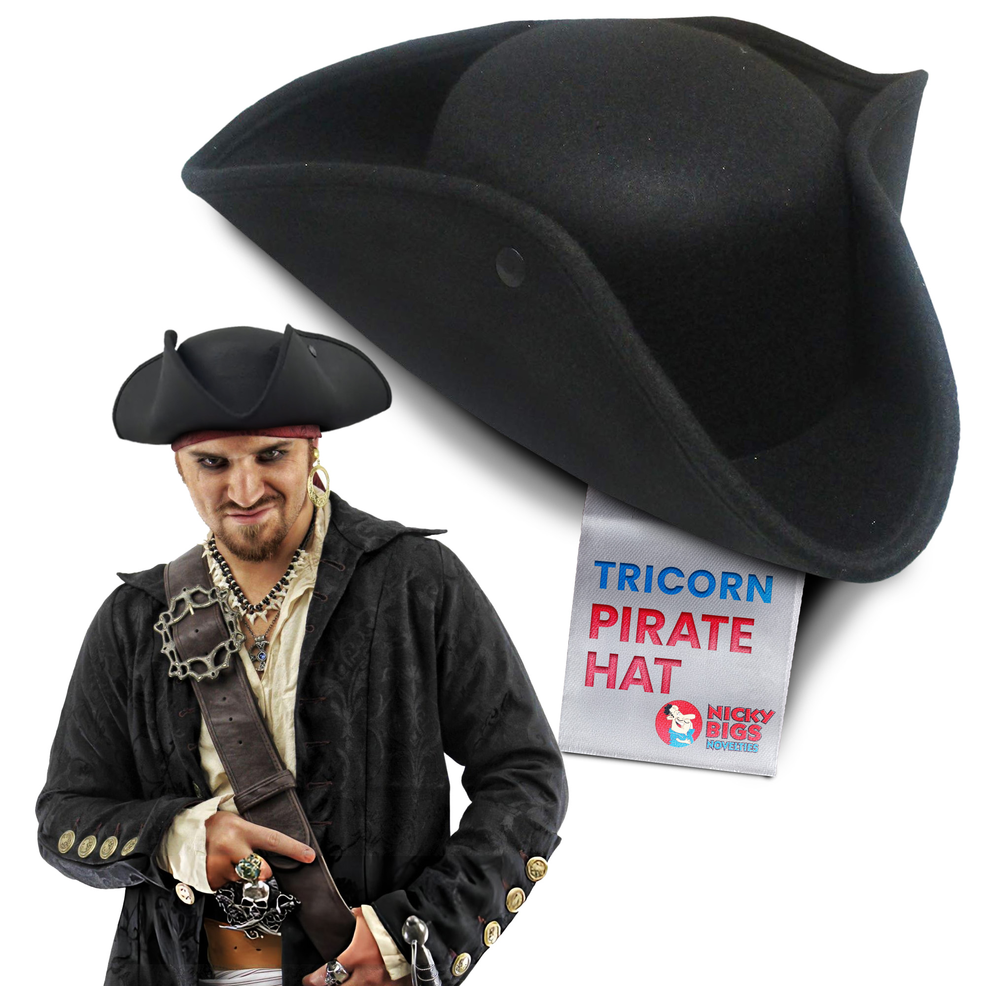 Pirate Tricorn Hat Adult Black