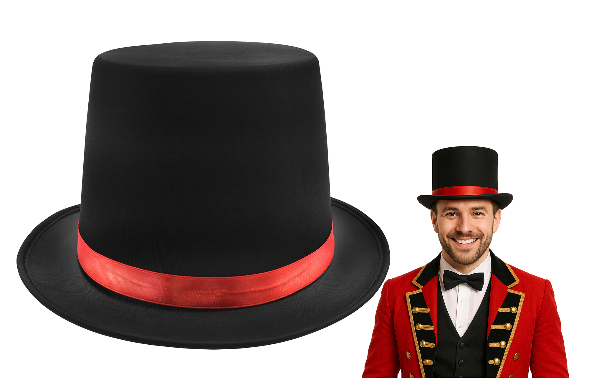 Red Top Hat For Costume & Cosplay - Party Favors For Dr. Seuss, Mad Hatter Themes