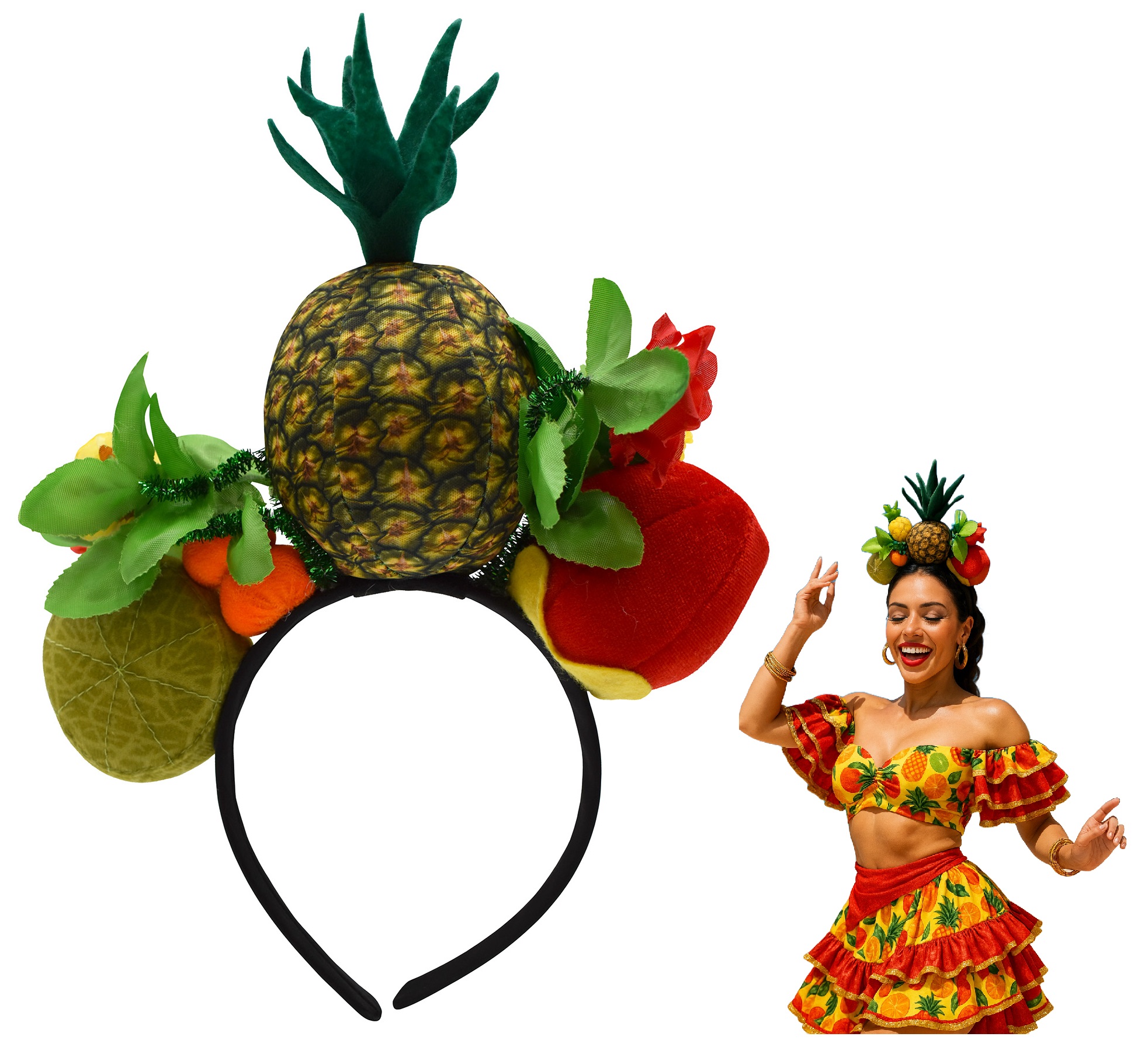 Beaded Fruit Headband NWT Pineapple Cherry Lemon Summer Vibes Amazon.com: Nicky Bigs Novelties Tropical Fruit Pineapple  main image 3