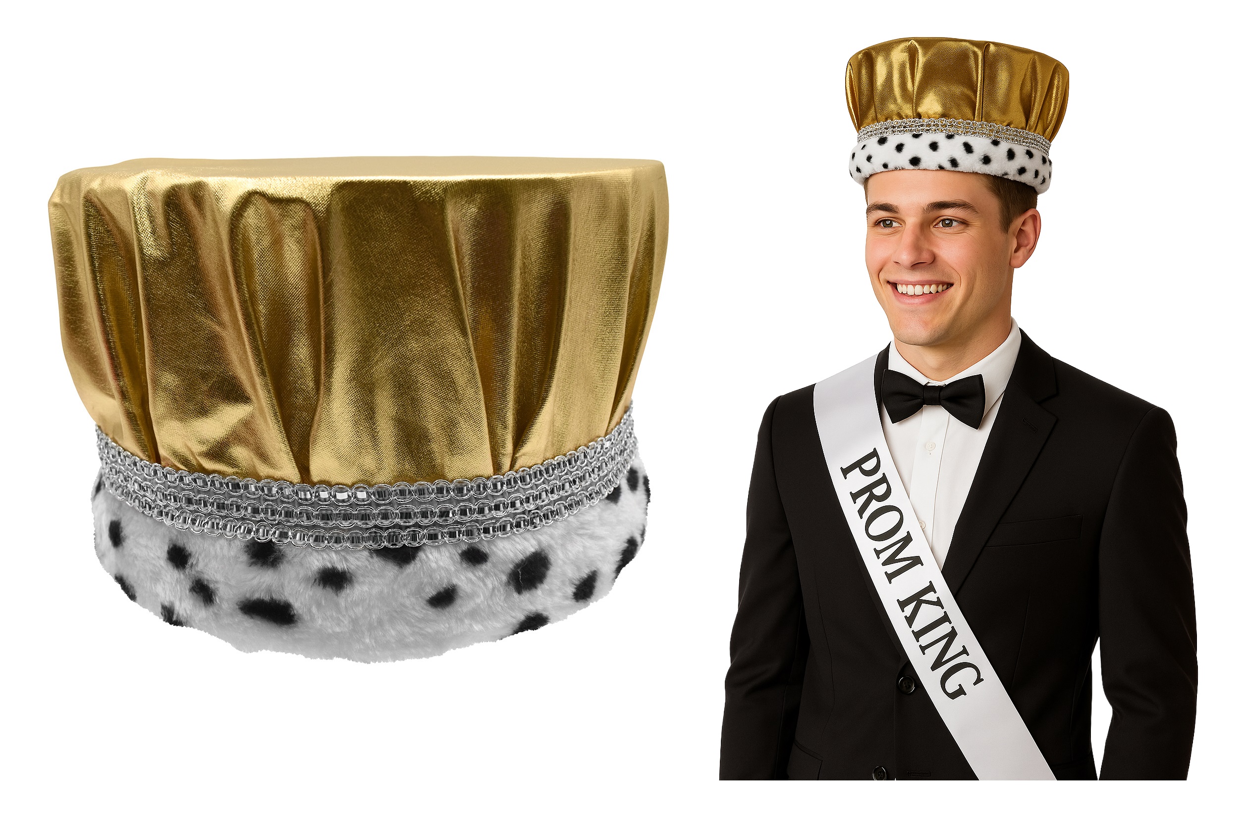 Adult King Queen Prom Formal Pageant Crown Folding Collapsible Top Hat Costume - Picture 2 of 22