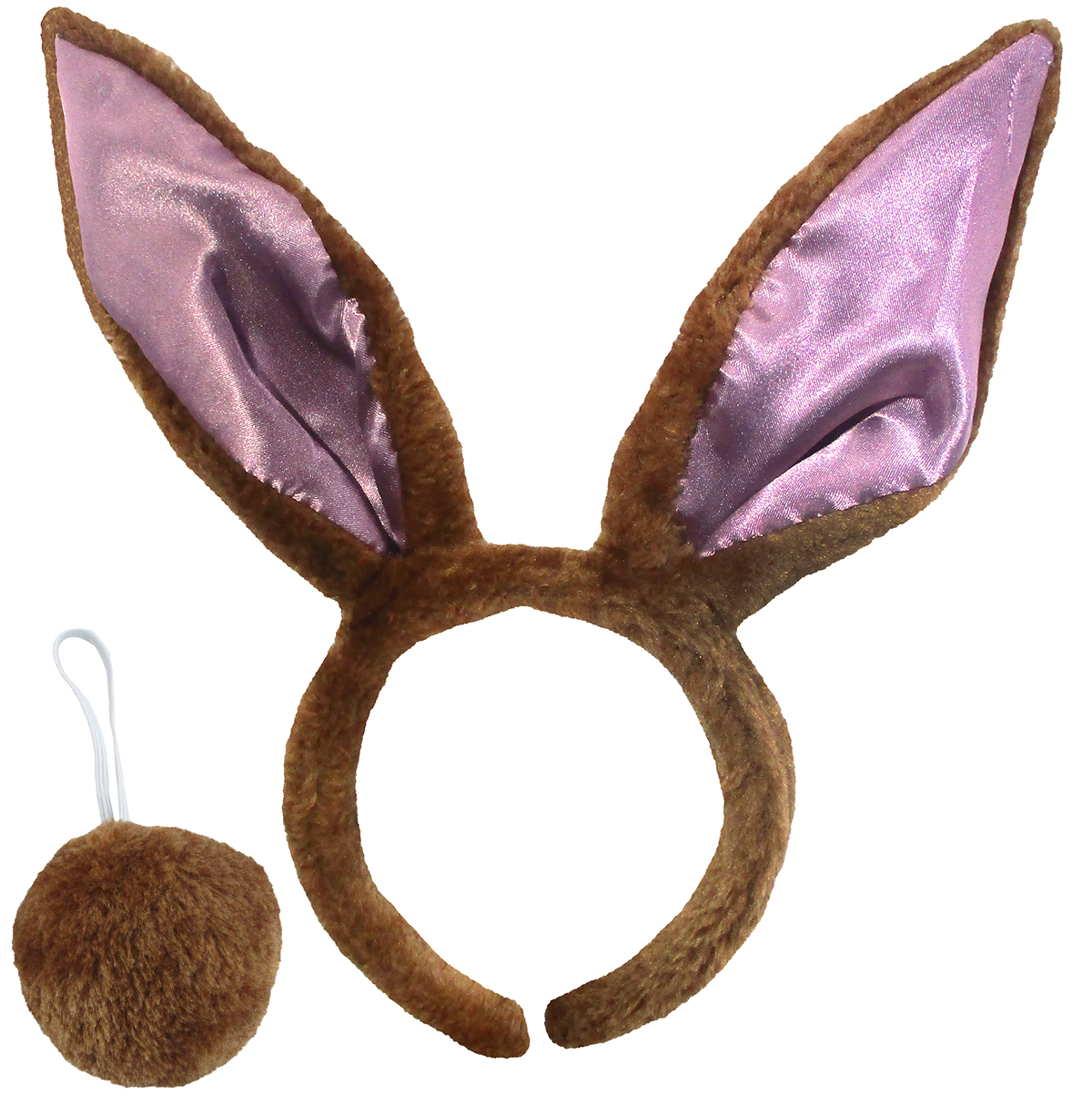 Costume Accessory Set Bunny Rabbit Ears and Tail, Brown, One Size ...