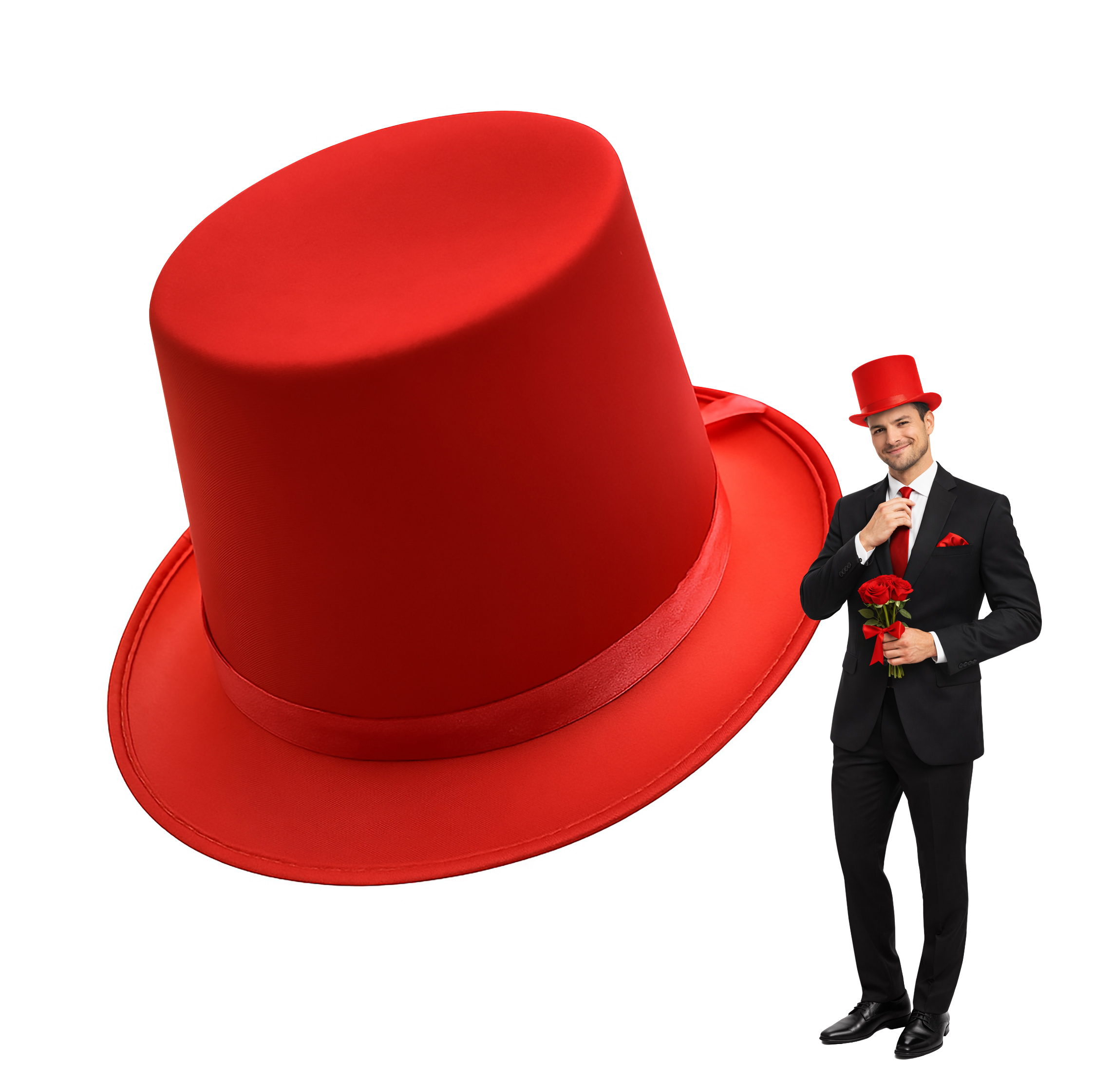 Adult Satin Top Hat Magician Gentleman Roaring 20s Tuxedo Formal