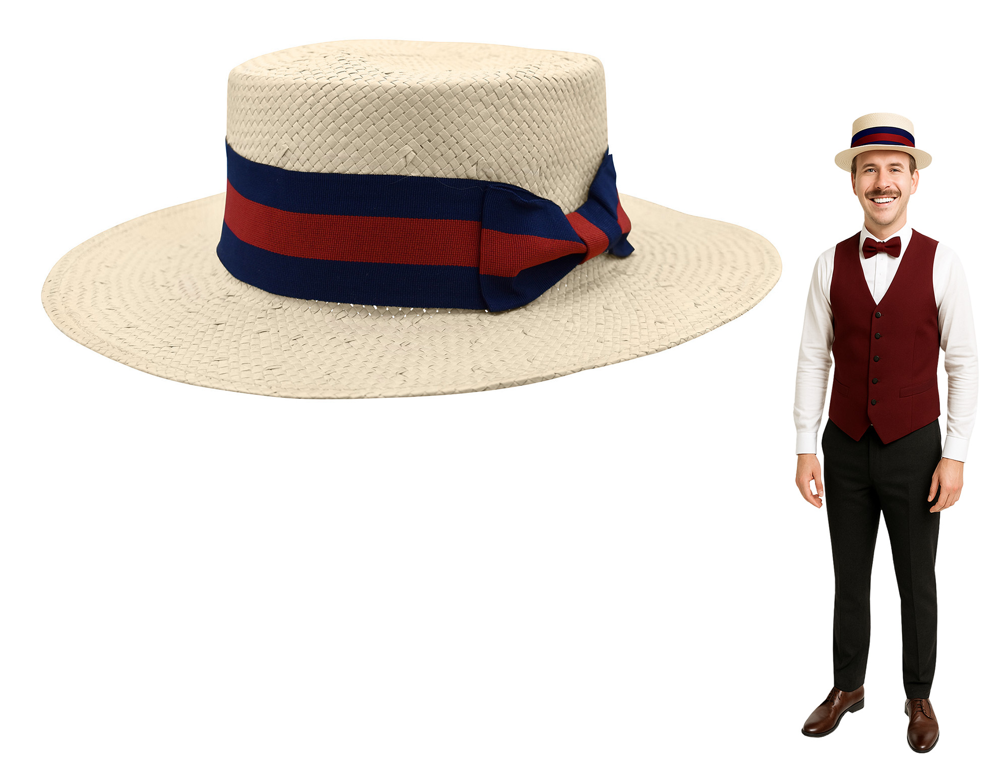 30s Vintage NRAタグ付き Boater Hat ボーターハット 30s ヴィンテージ ボーターハット カンカン帽 ストロー パナマ