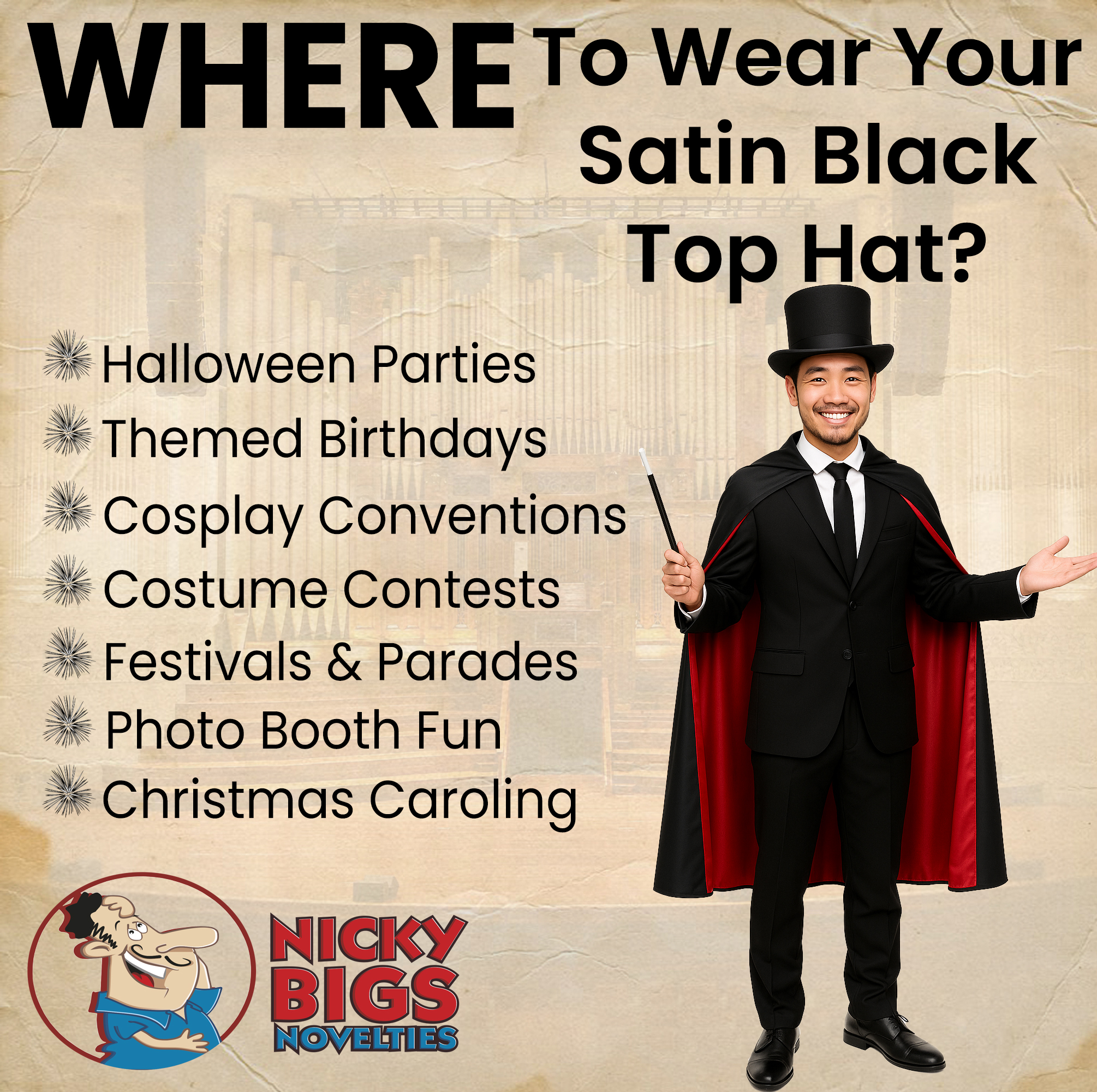 Adult Satin Top Hat Magician Gentleman Roaring 20s Tuxedo Formal Costume - Picture 5 of 56