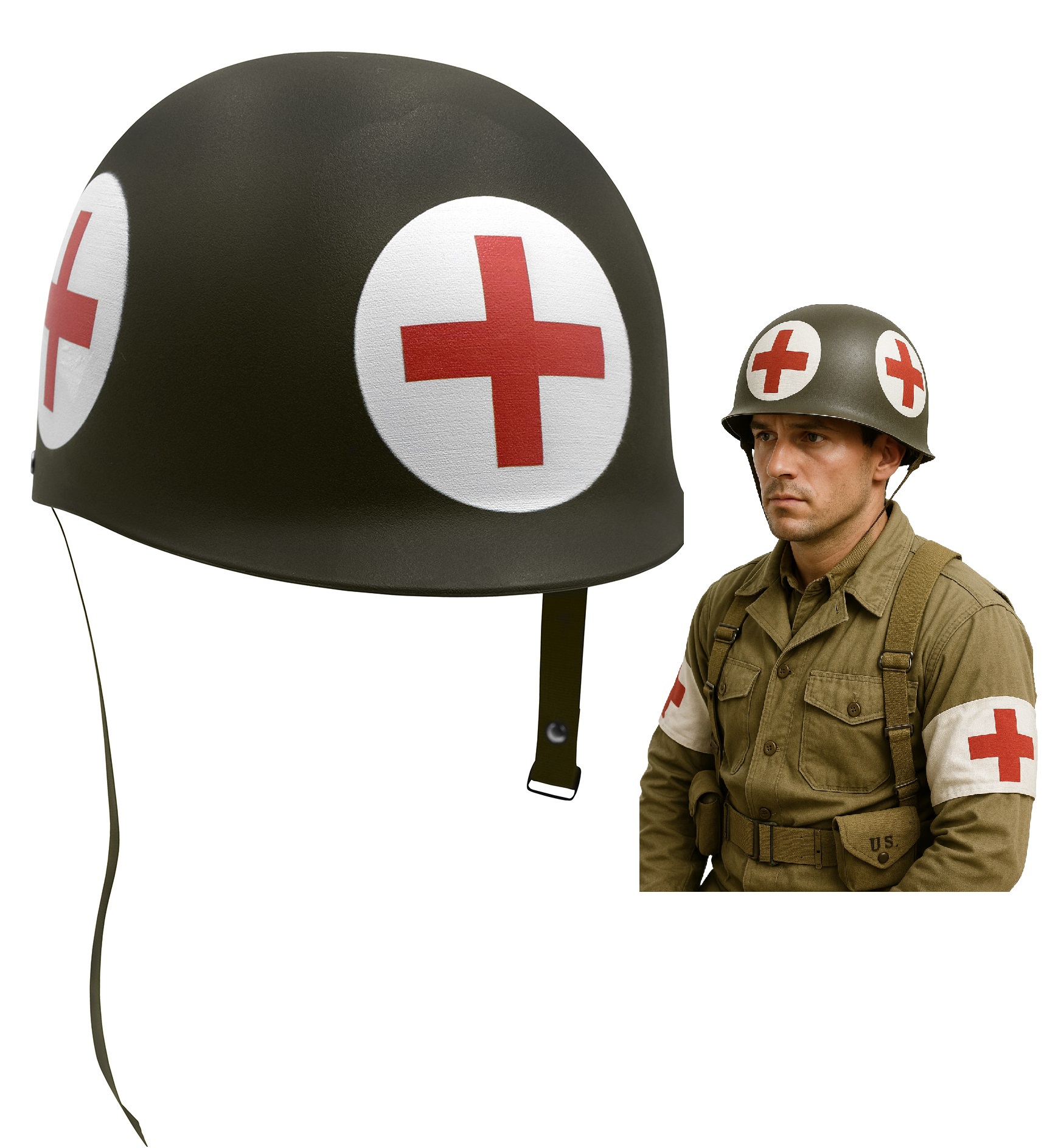 Adult WW2 Army M1 Medic Helmet Costume Replica Soldier Military