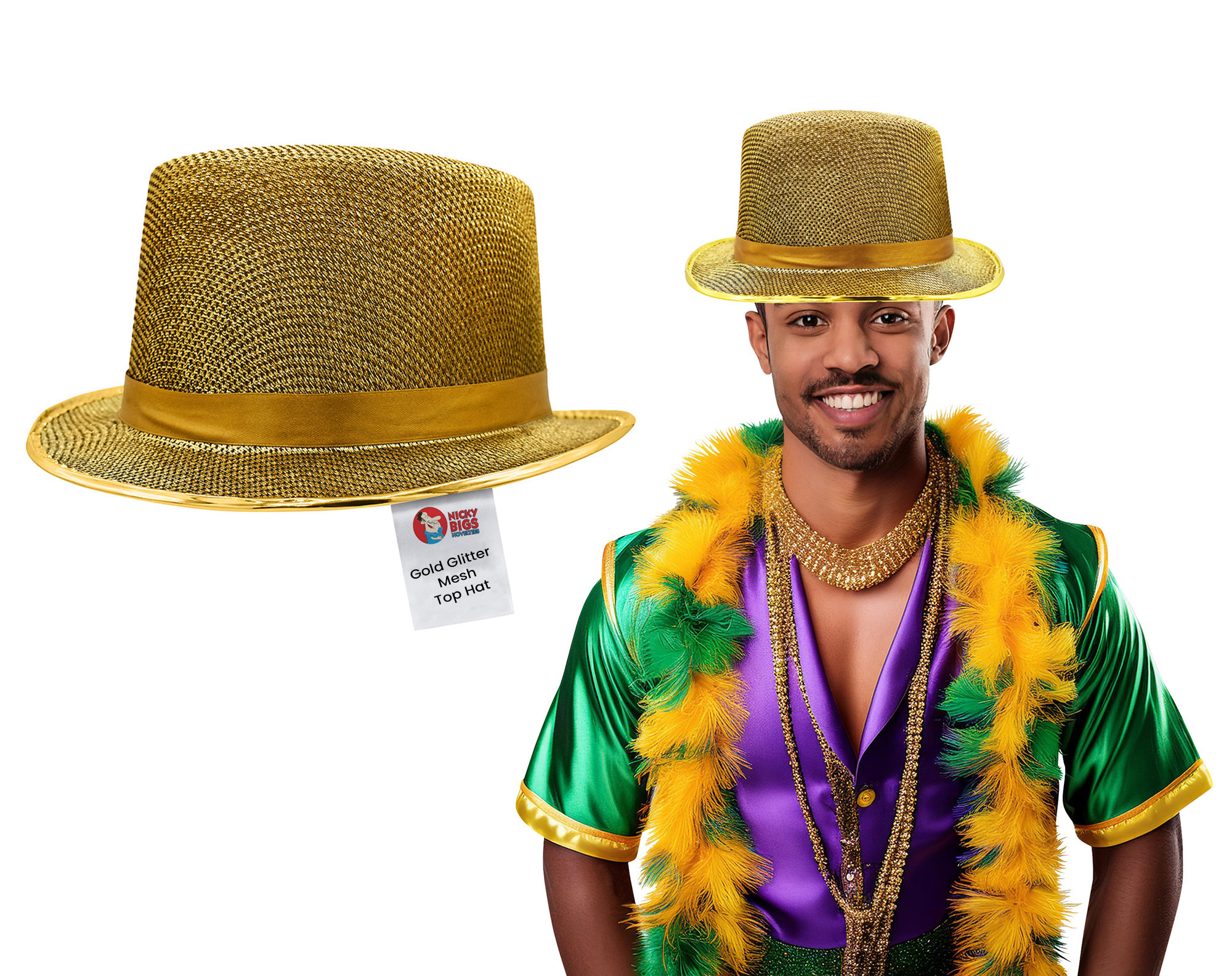 Sequin Top Hat Adult Gold
