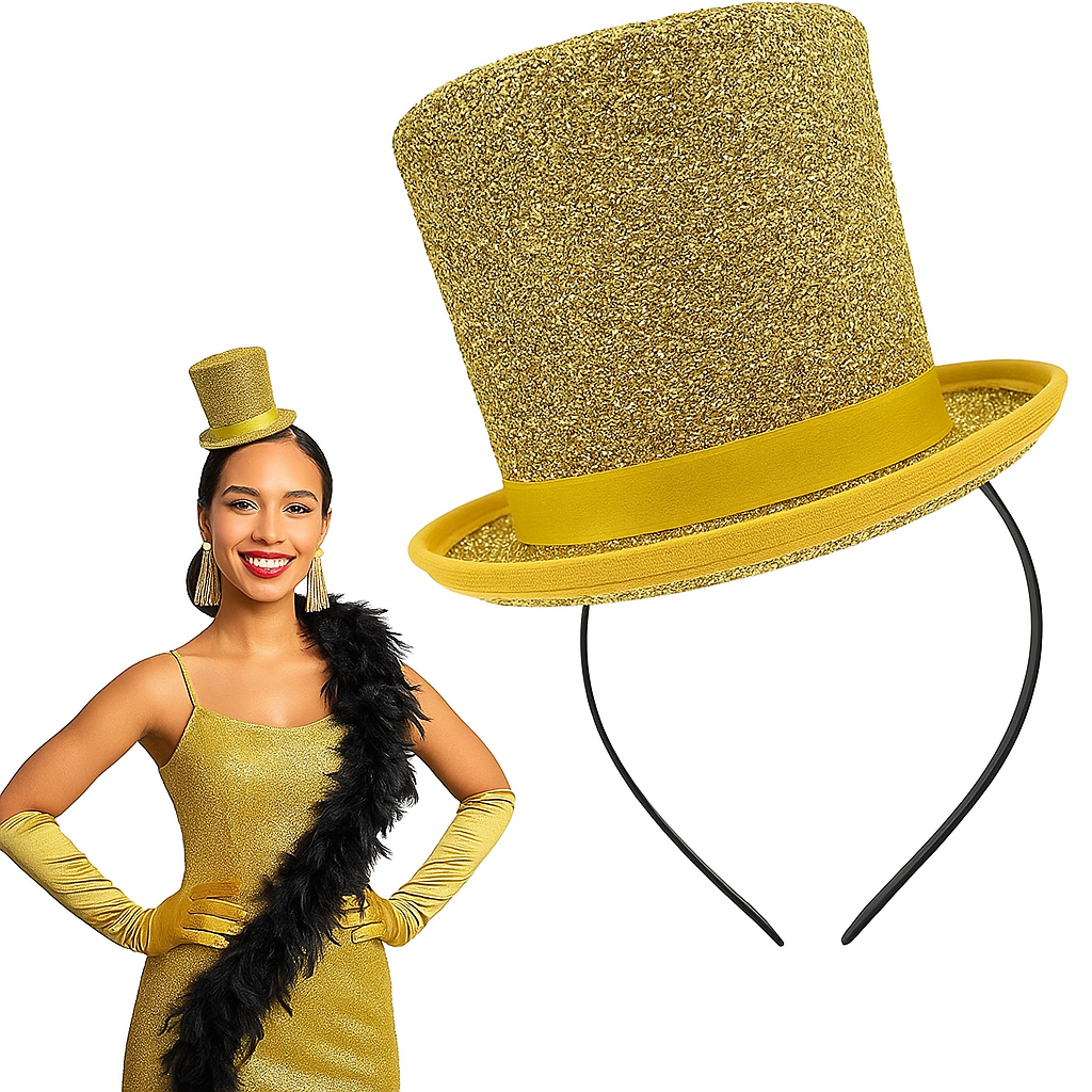 Adult Red Mini Glitter Top Hat Headband Lion Tamer NYE Sparkle Costume Accessory - Picture 10 of 34