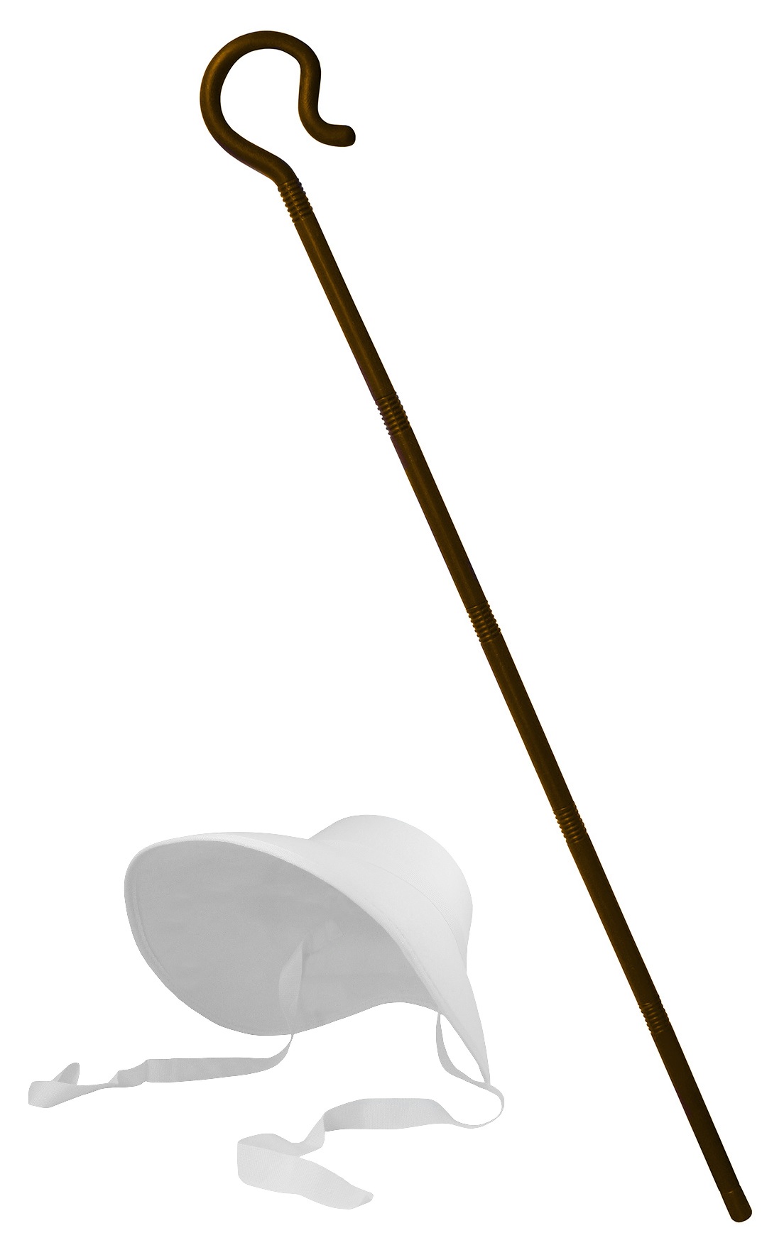 Adult Pilgrim Shepherd Little Bo Peep Bonnet and Crook Hook Staff Costume  Set