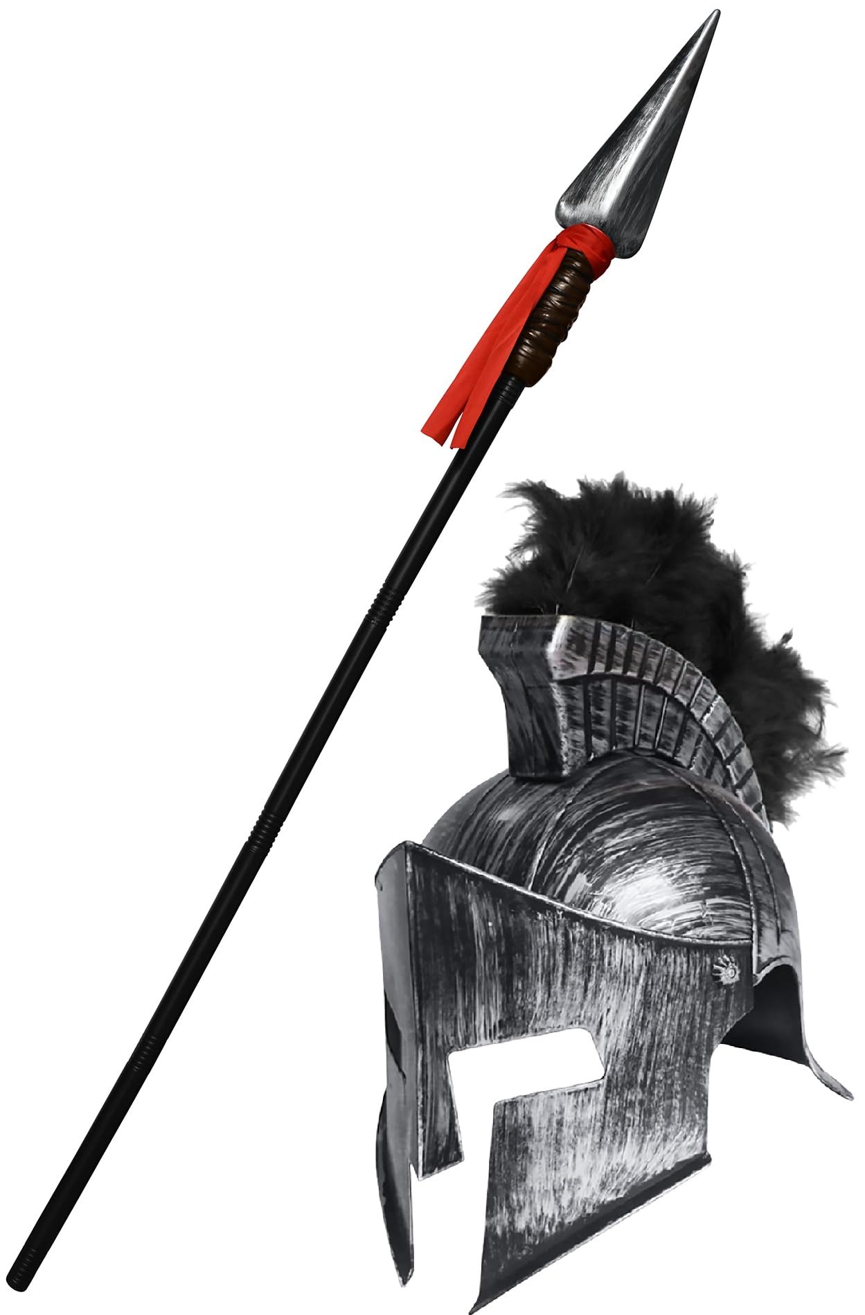 Medieval Knight Greek Spartan Helmet And Spear Prop Roman Gladiator Costume - Picture 20 of 29
