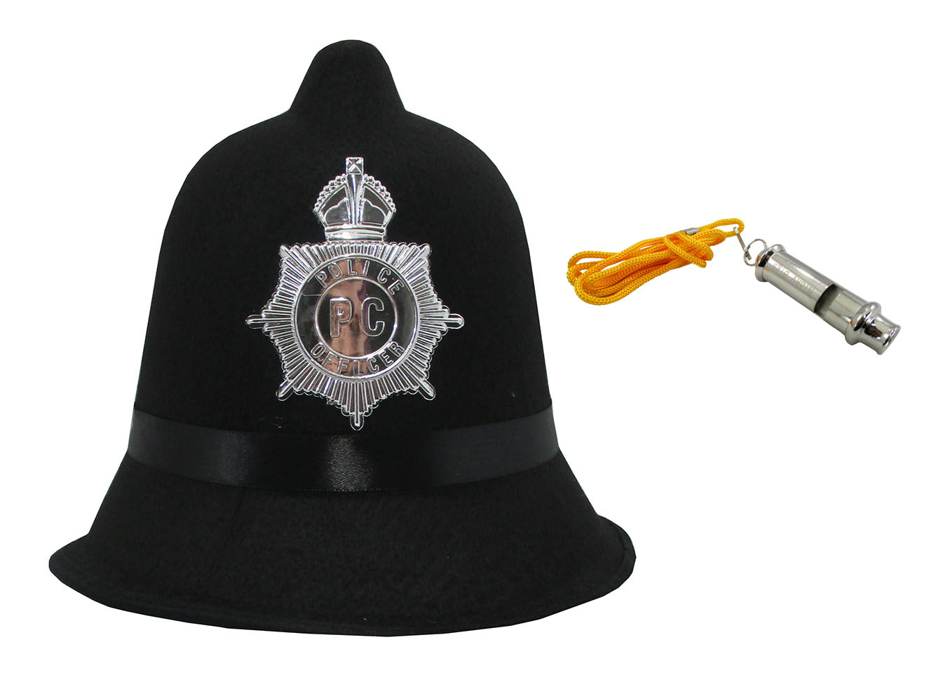 English Bobby British Office Policemen Felt Hat Whistle Halloween