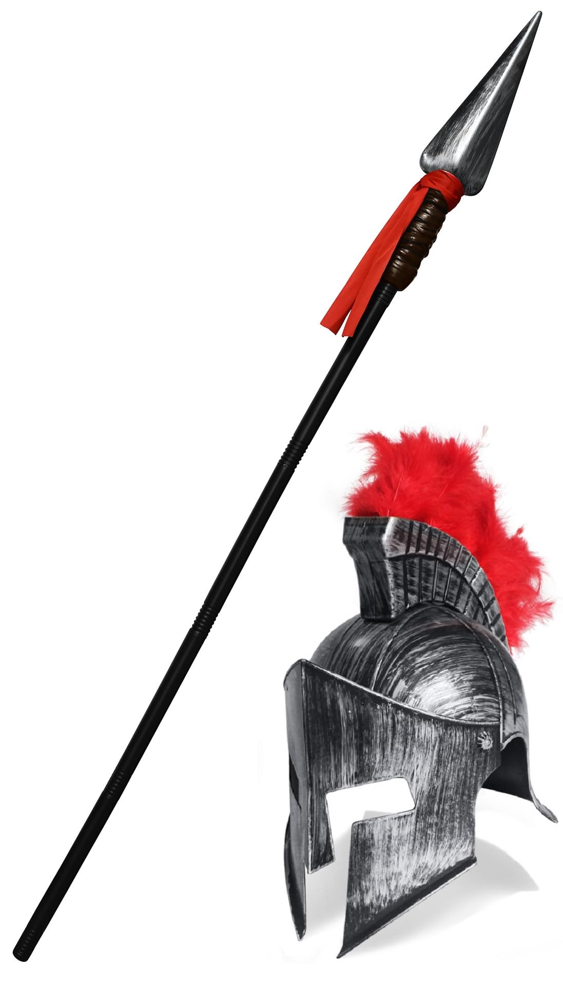 Medieval Knight Greek Spartan Helmet And Spear Prop Roman Gladiator Costume - Picture 25 of 29