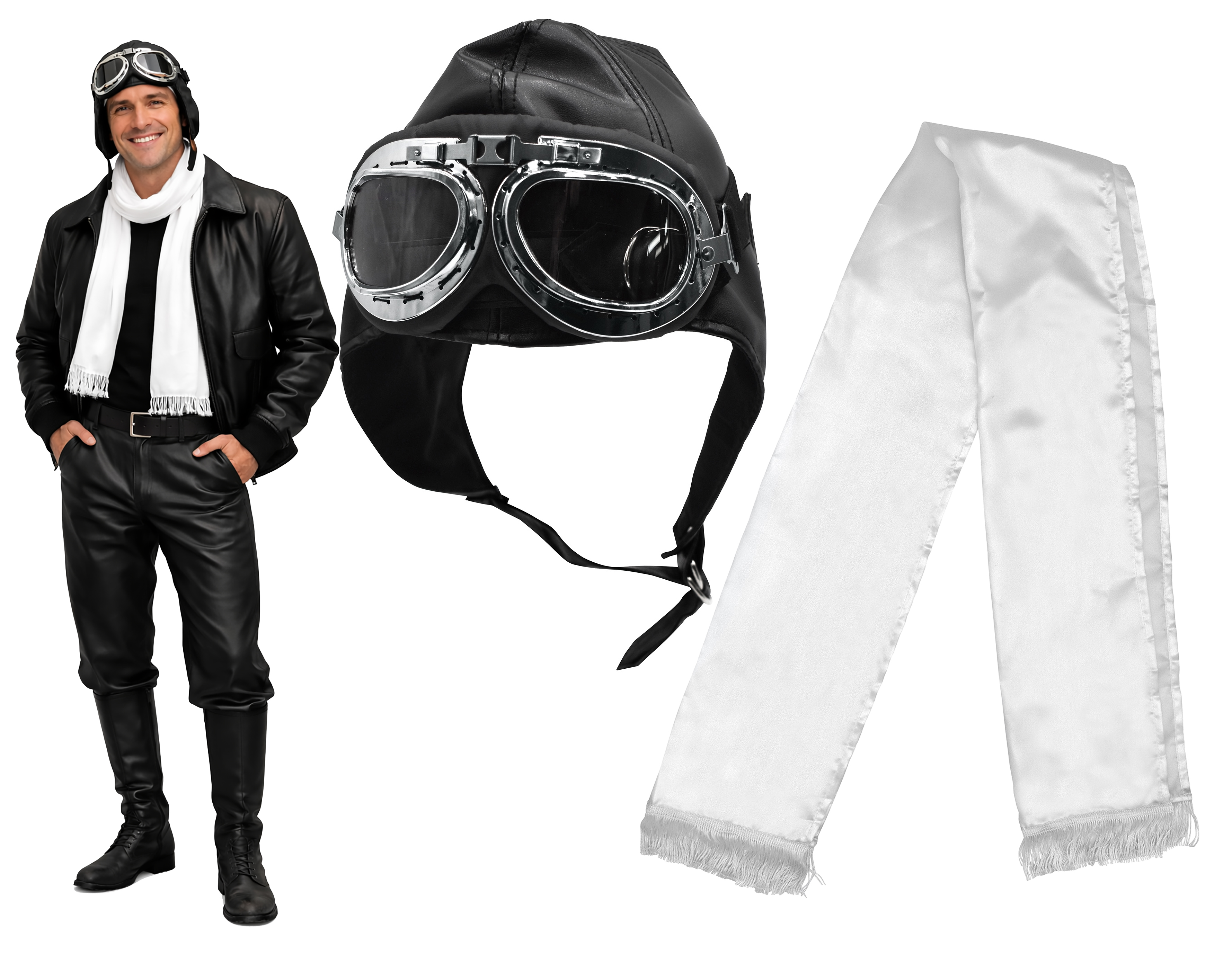 Steampunk WW2 Bomber Pilot Aviator Helmet Trapper Hat Goggles