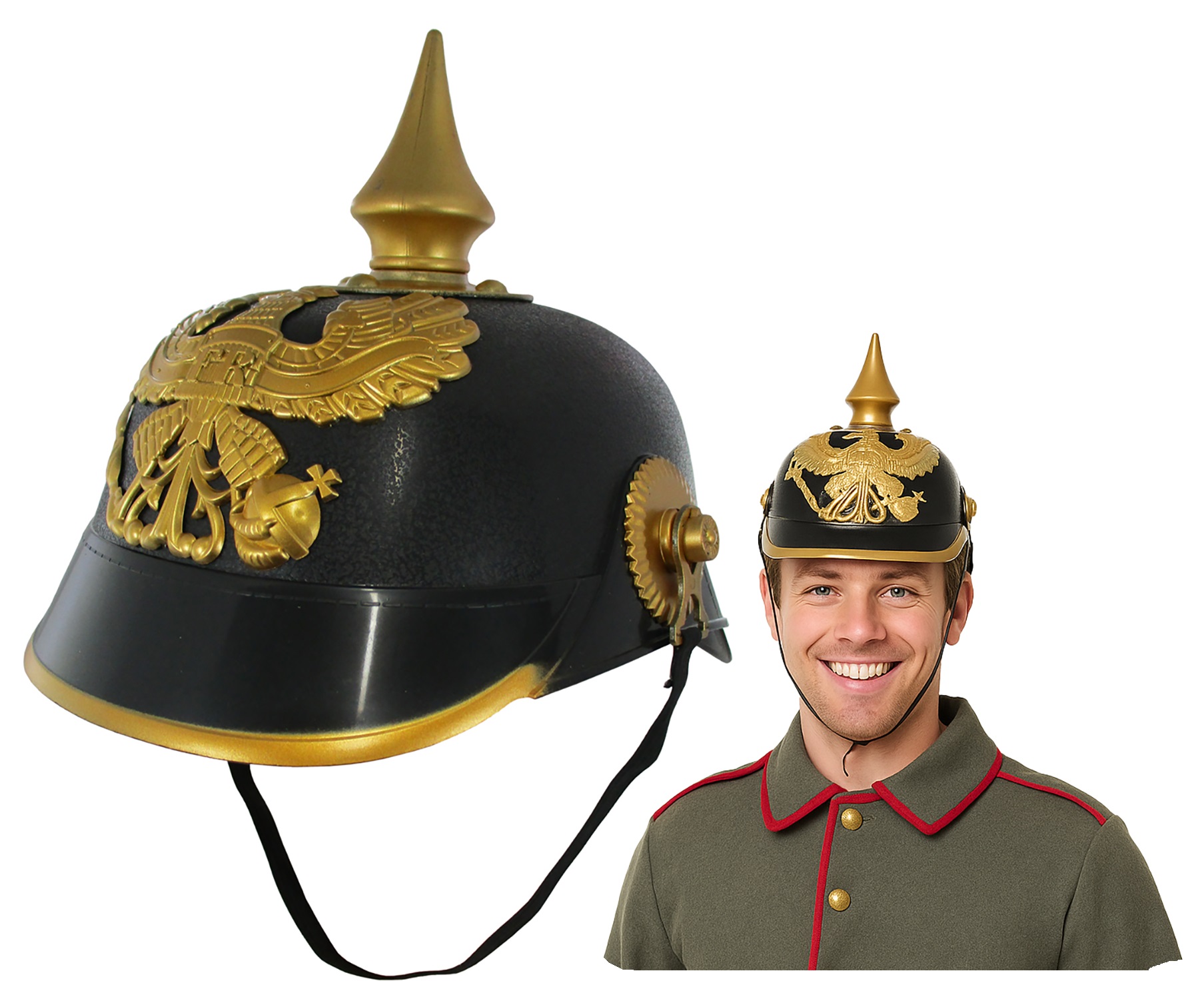 Adult German Plastic Pickelhaube Helmet Officer Spiked Costume