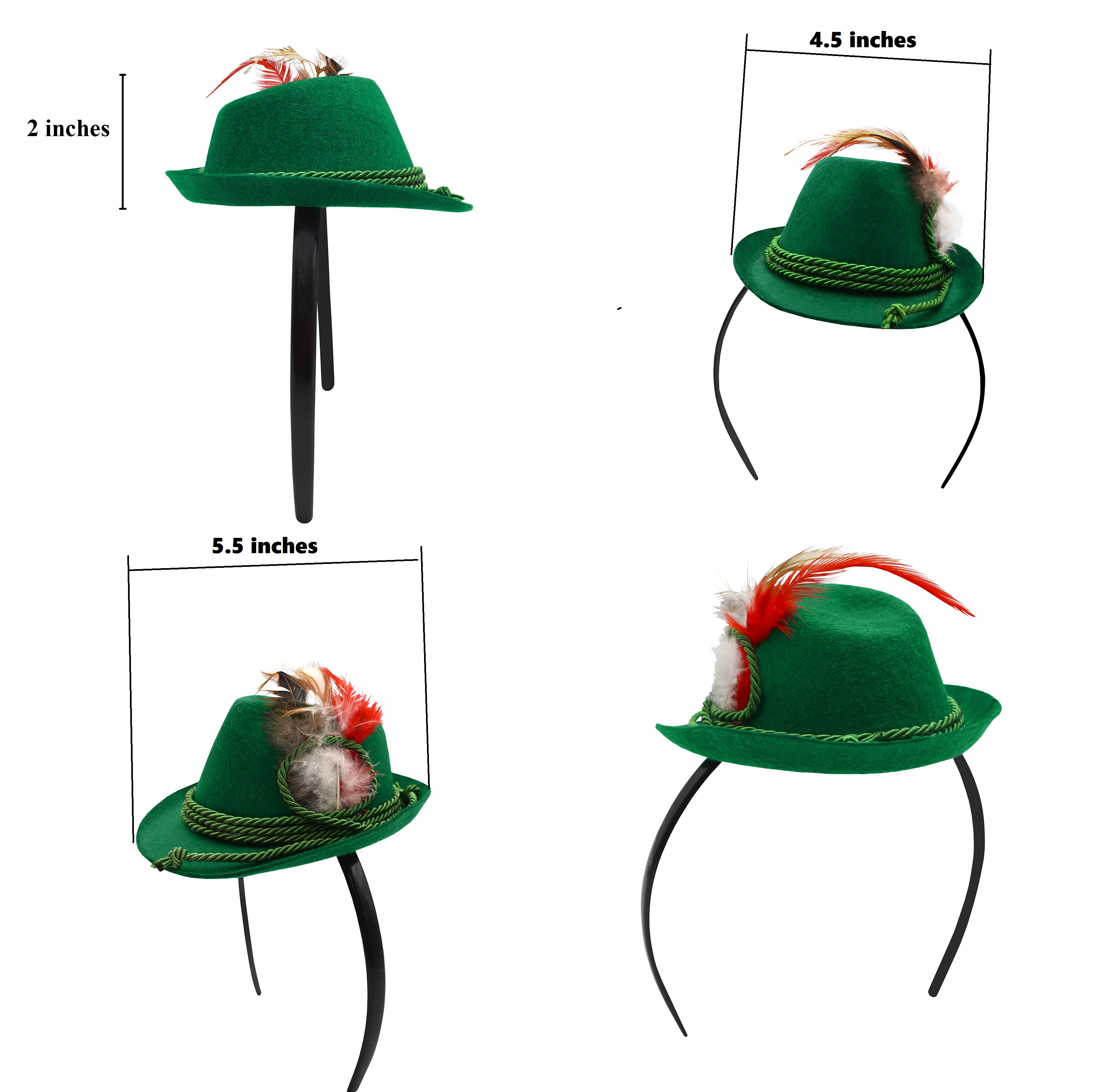 Adult Mini Oktoberfest Hat Headband Lederhosen Costume German Alpine Hat - Picture 11 of 17