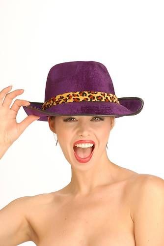 Velvet Pimp Gangster Mob Leopard Animal Print Fedora Hat Costume Accessory 